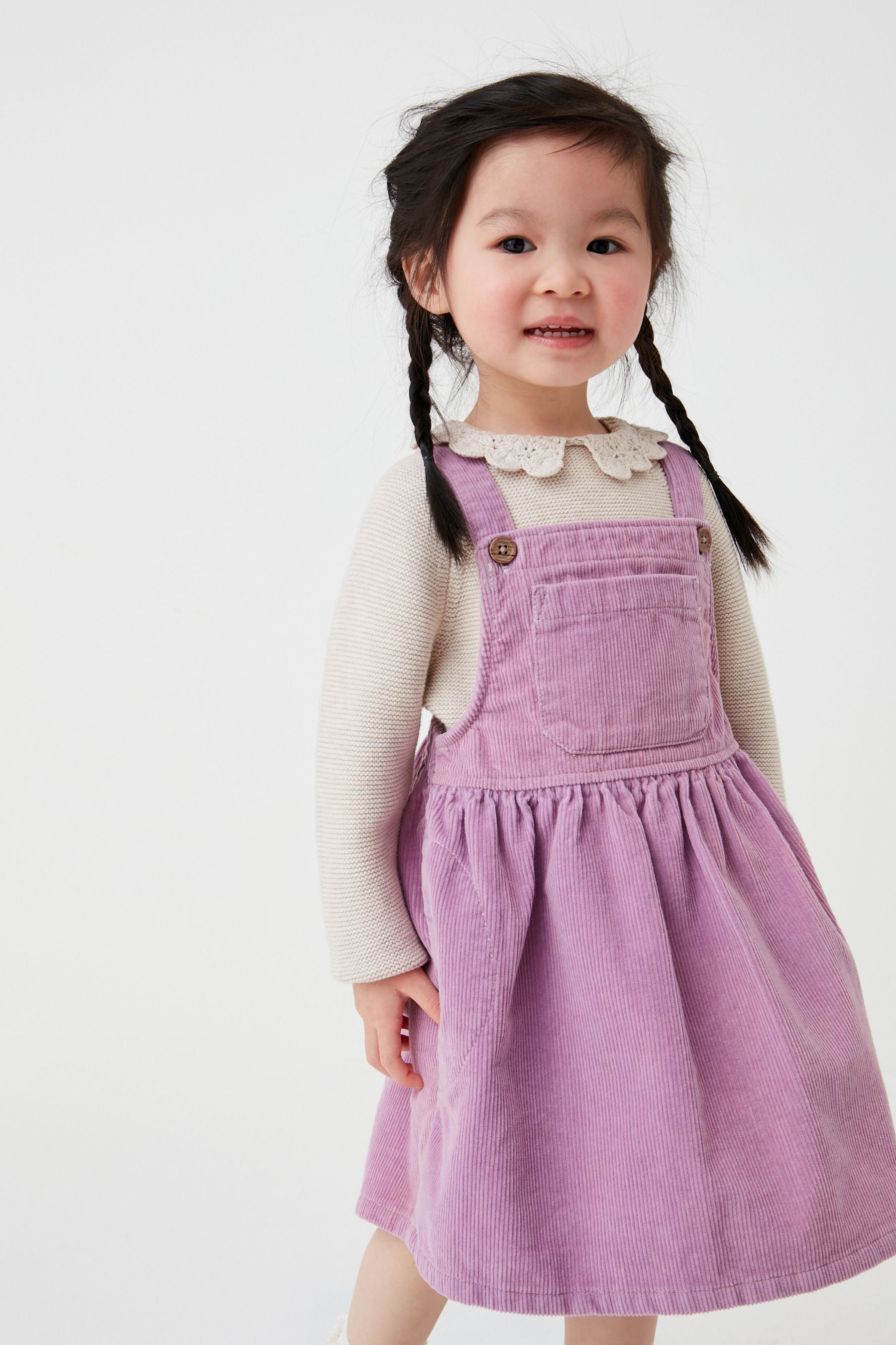 Lilac Purple Cord Pinafore (3mths-8yrs)