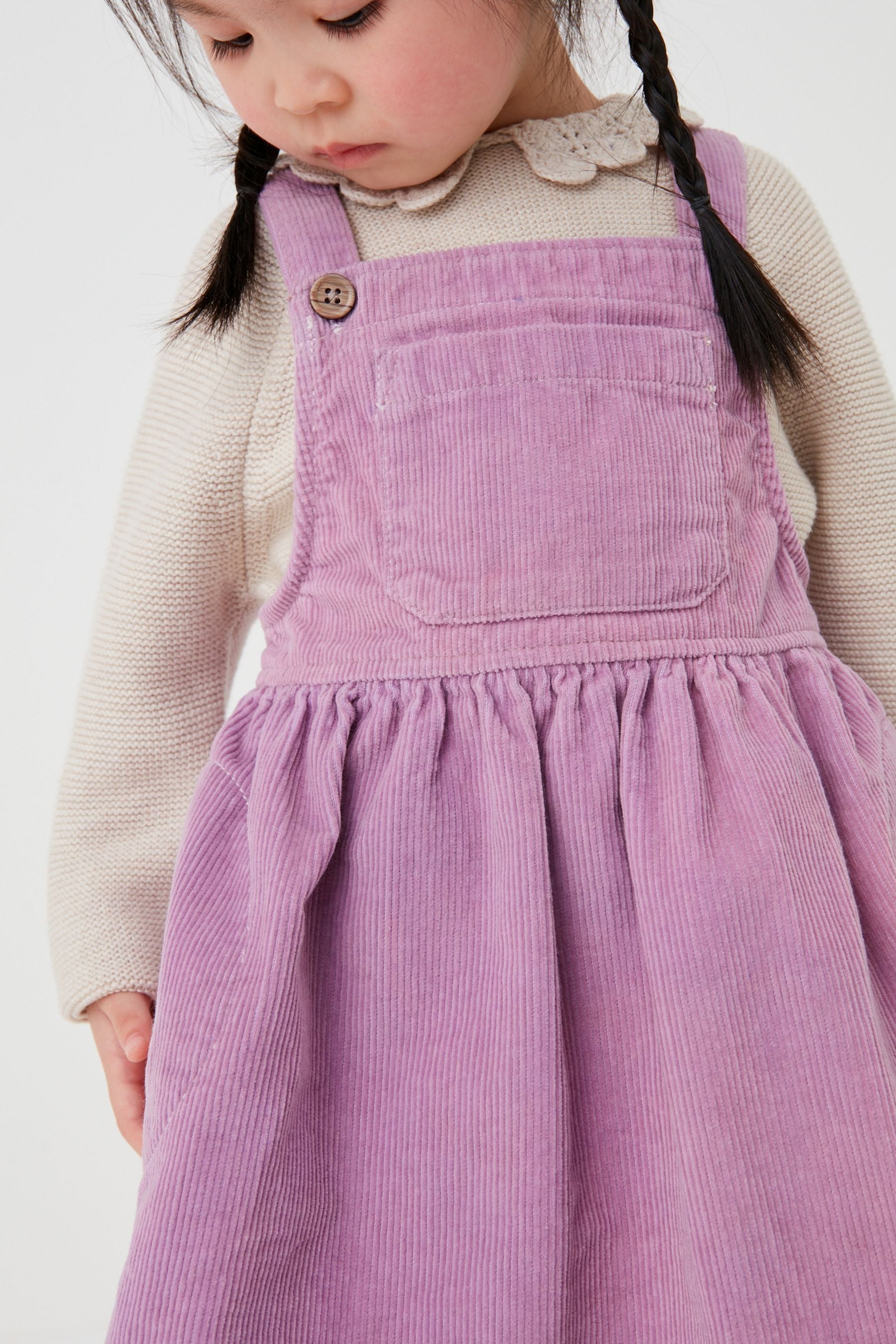 Lilac Purple Cord Pinafore (3mths-8yrs)