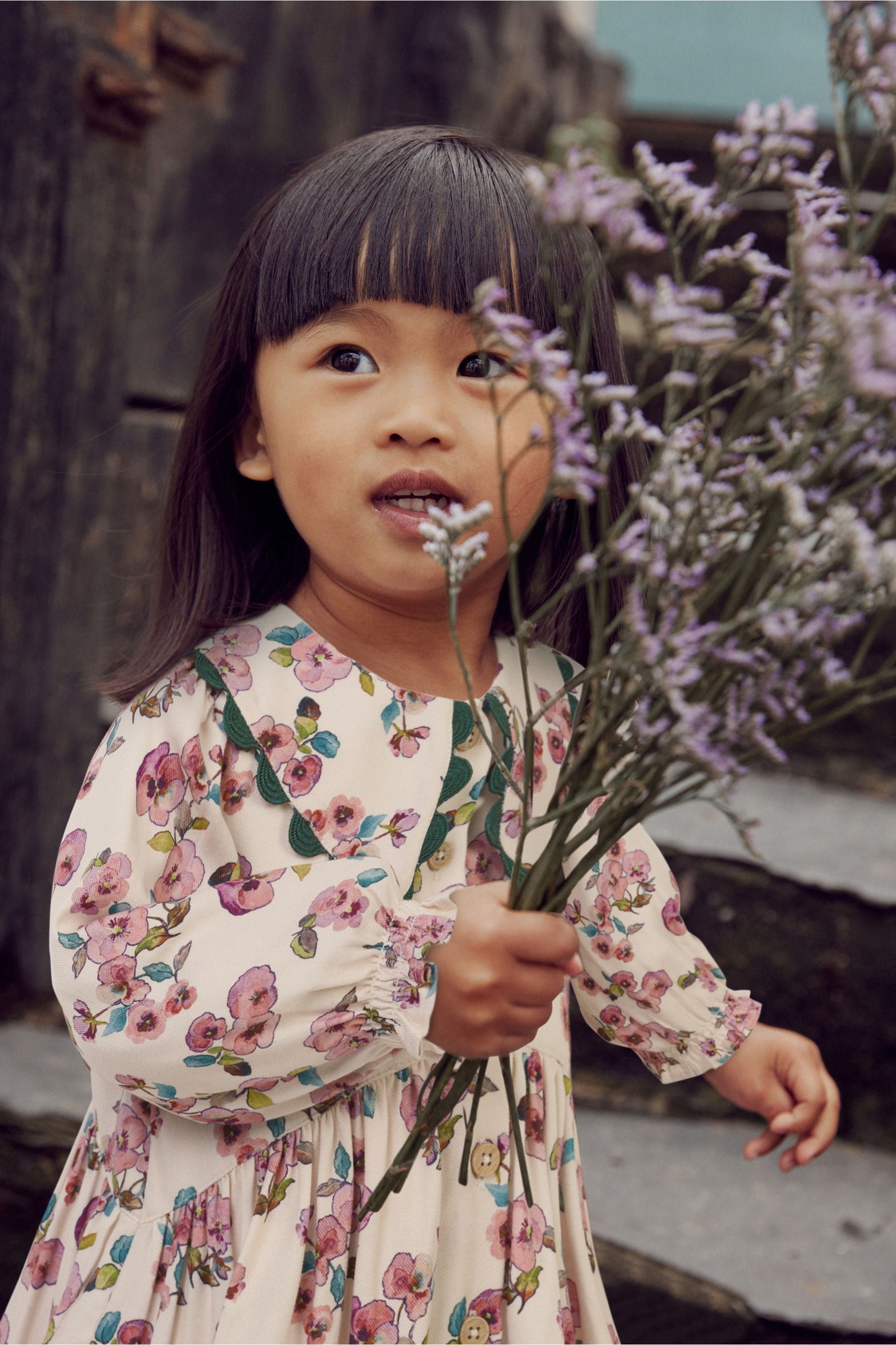 Pink Floral Printed Collar Dress (3mths-8yrs)