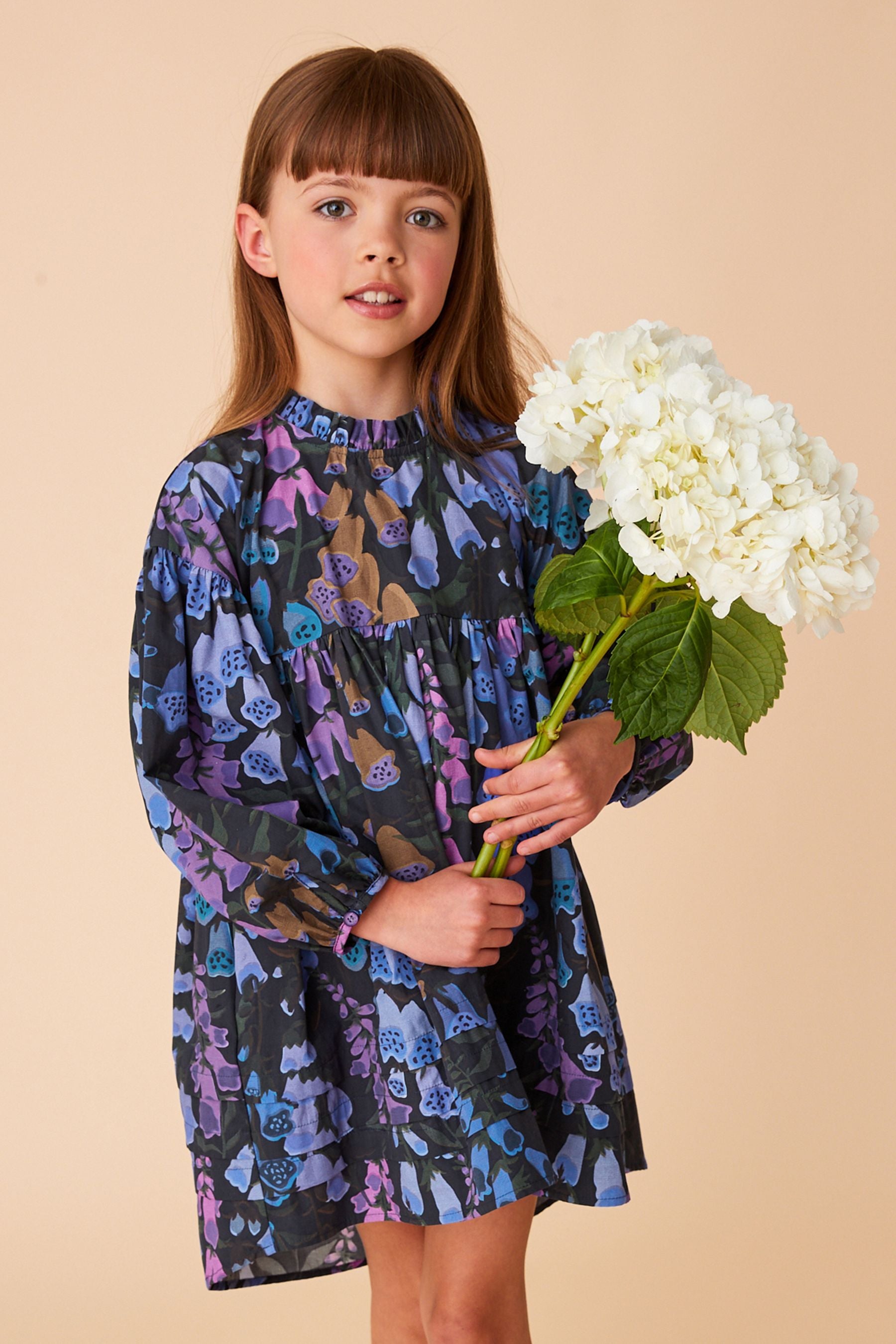 Purple Foxglove Printed Dress (3-16yrs)