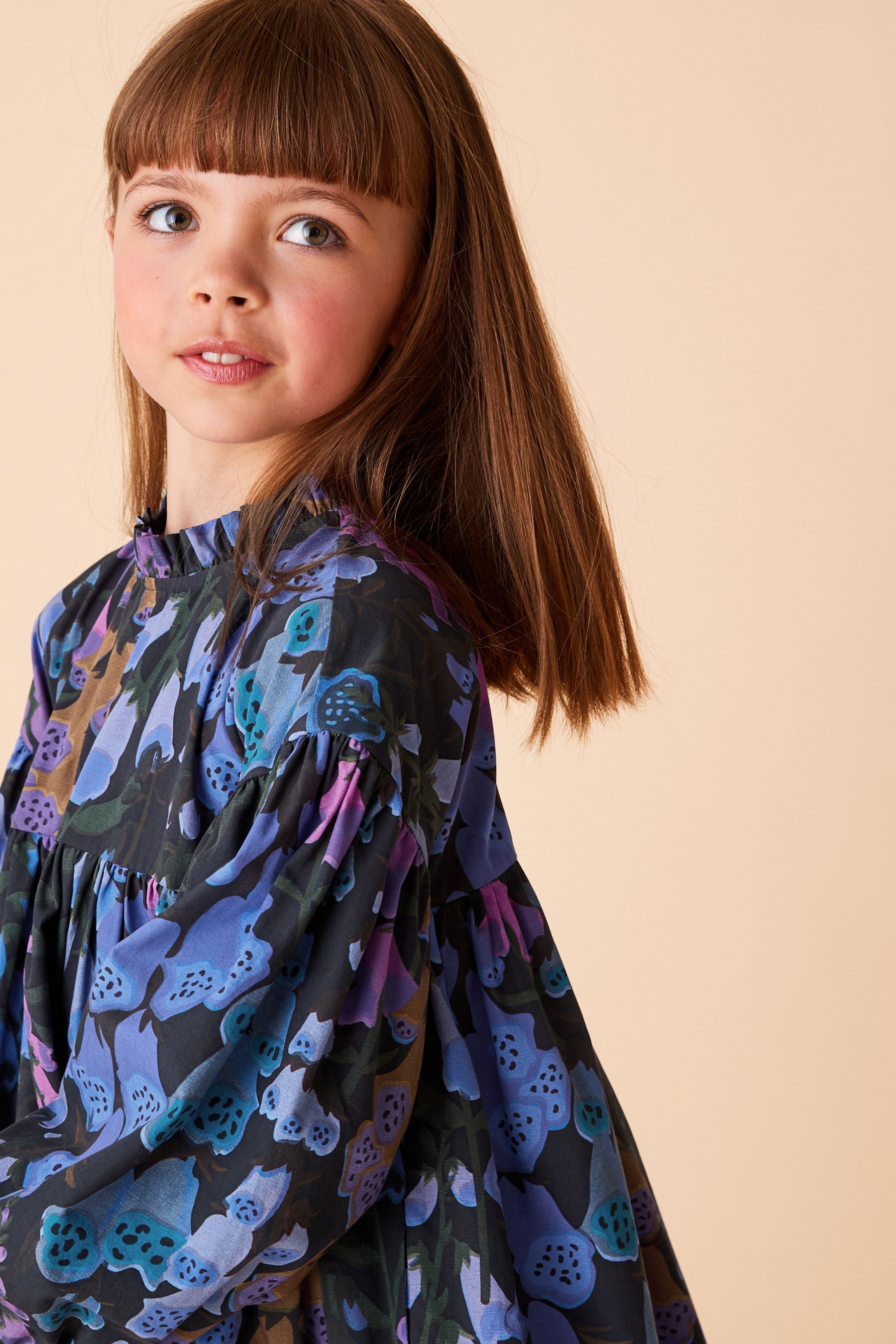 Purple Foxglove Printed Dress (3-16yrs)