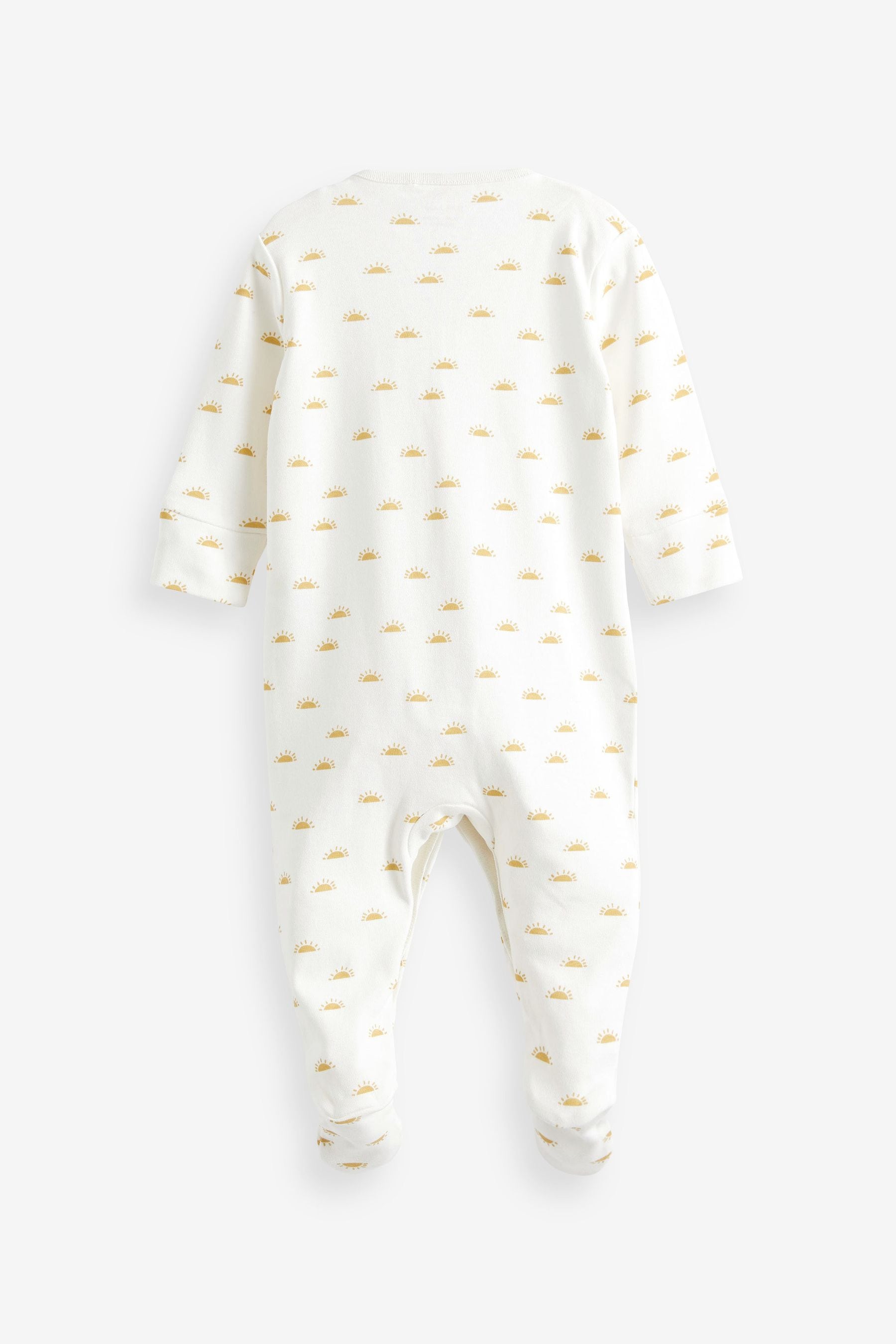 Cream Printed 4 Piece Baby Sleepsuit Bodysuit Hat And Bib Set (0-9mths)