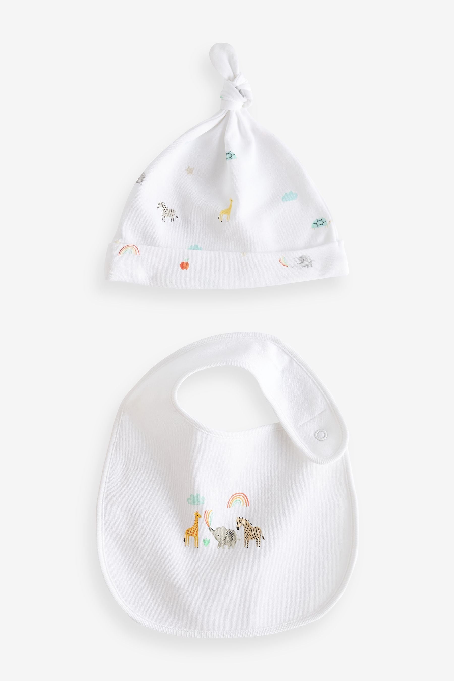 White Bright Character 4 Piece Baby Sleepsuit Bodysuit Hat And Bib Set (0-9mths)