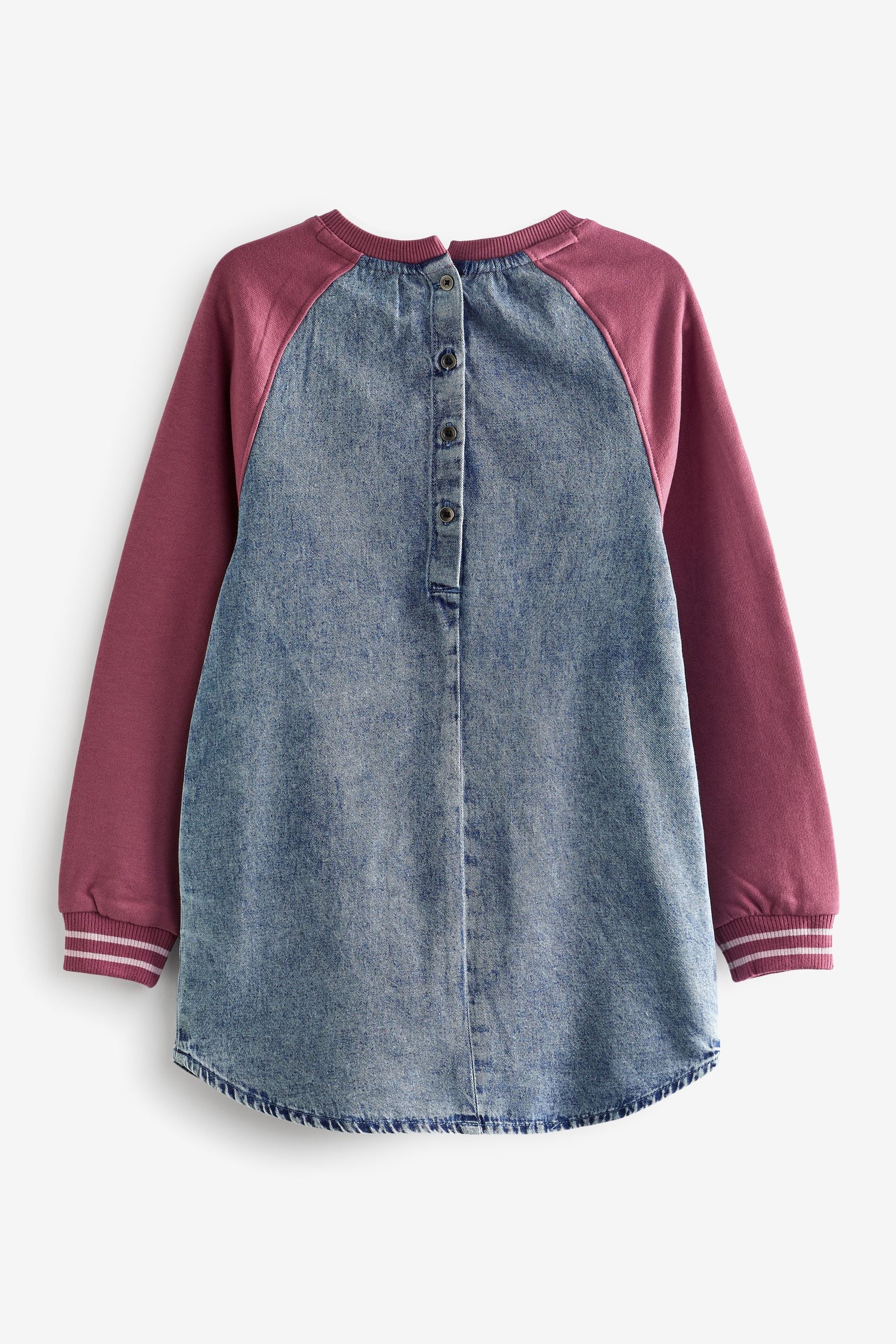 Pink Sequin Butterfly Denim Raglan Dress (3-16yrs)