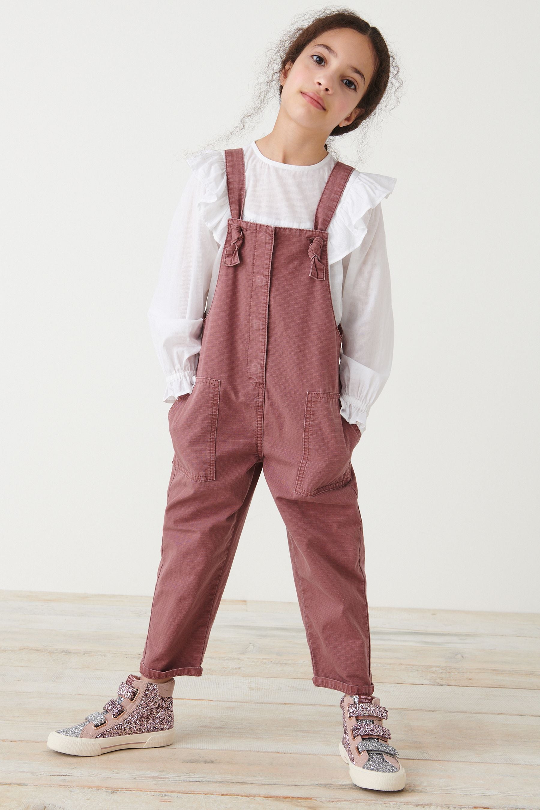 Rose Pink Relaxed Dungarees (3-16yrs)