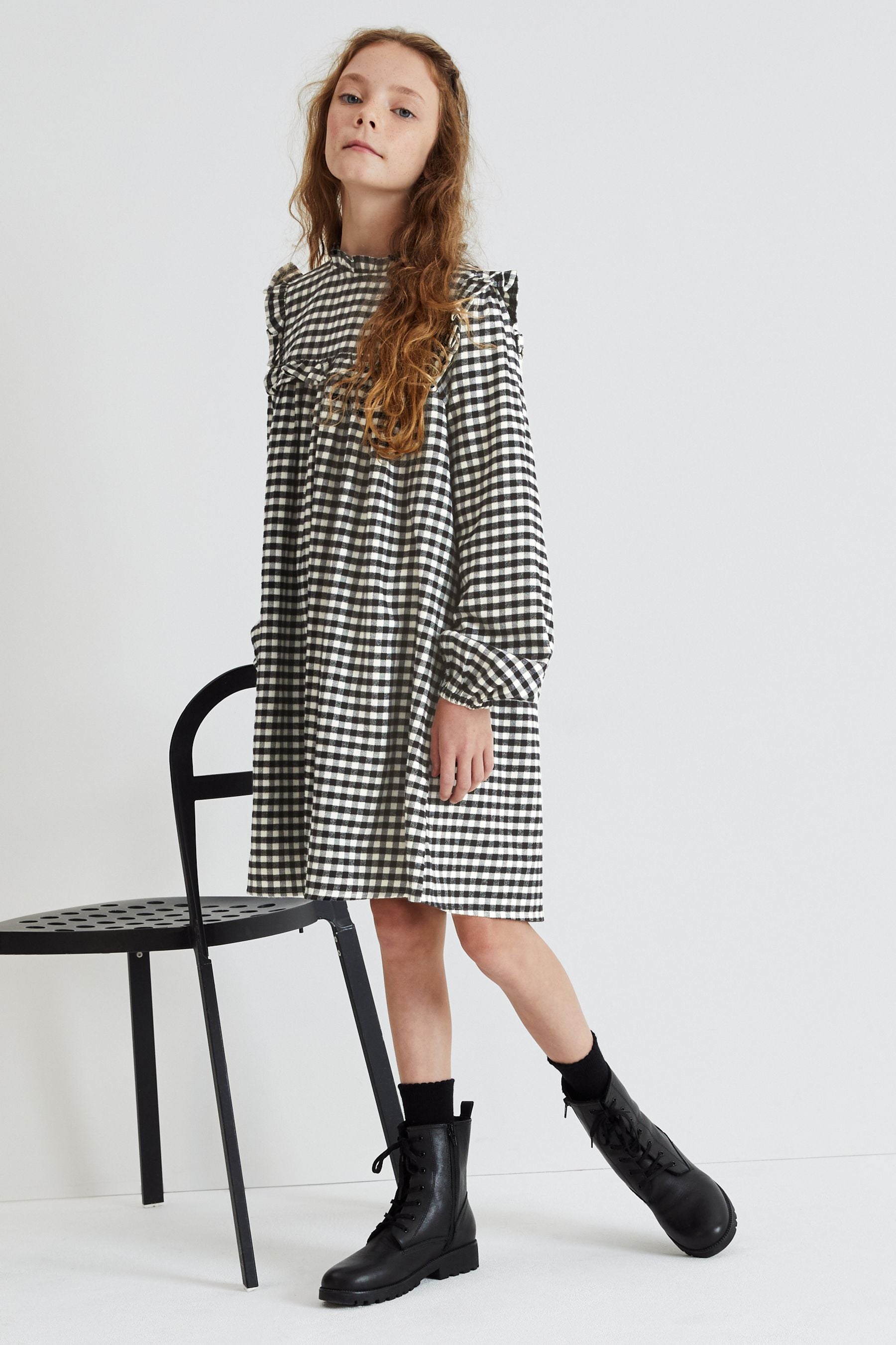 Black/White Next Check Dress (3-16yrs)