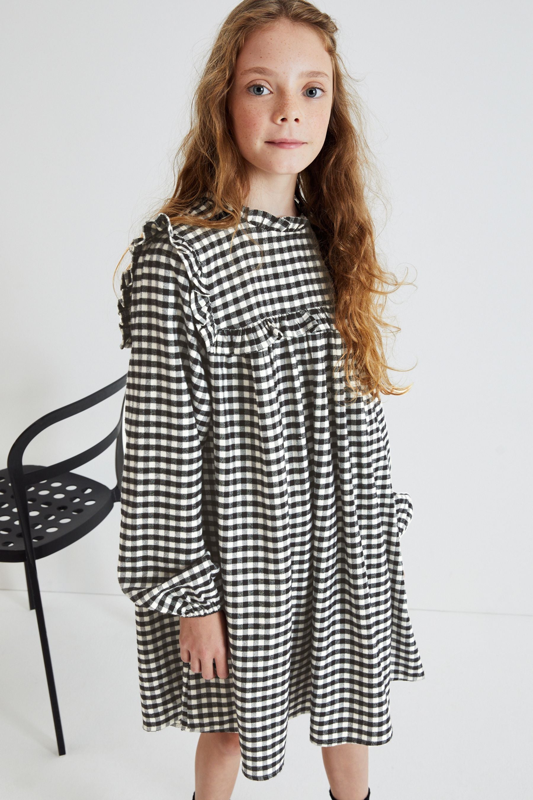 Black/White Next Check Dress (3-16yrs)