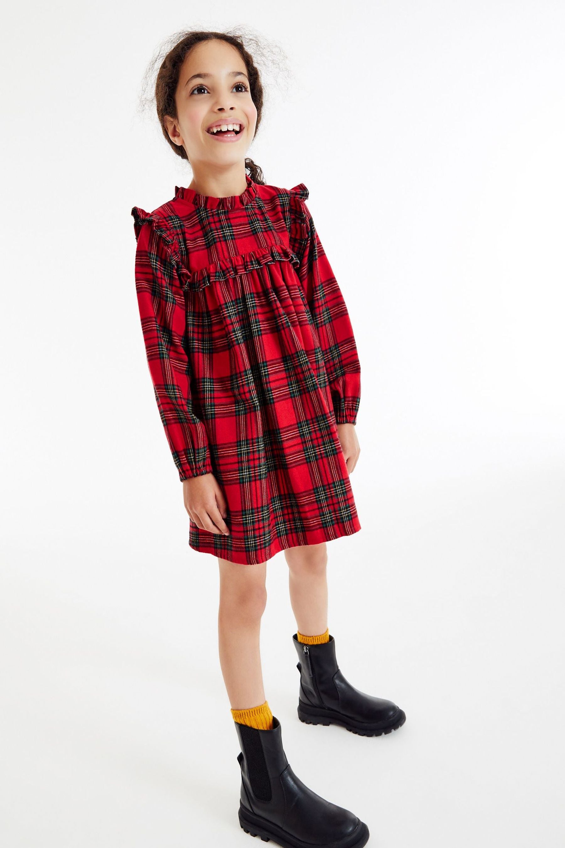 Red Next Check Dress (3-16yrs)