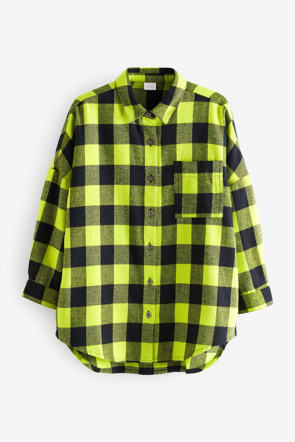 Lime Green Check Oversized Shirt (3-16yrs)