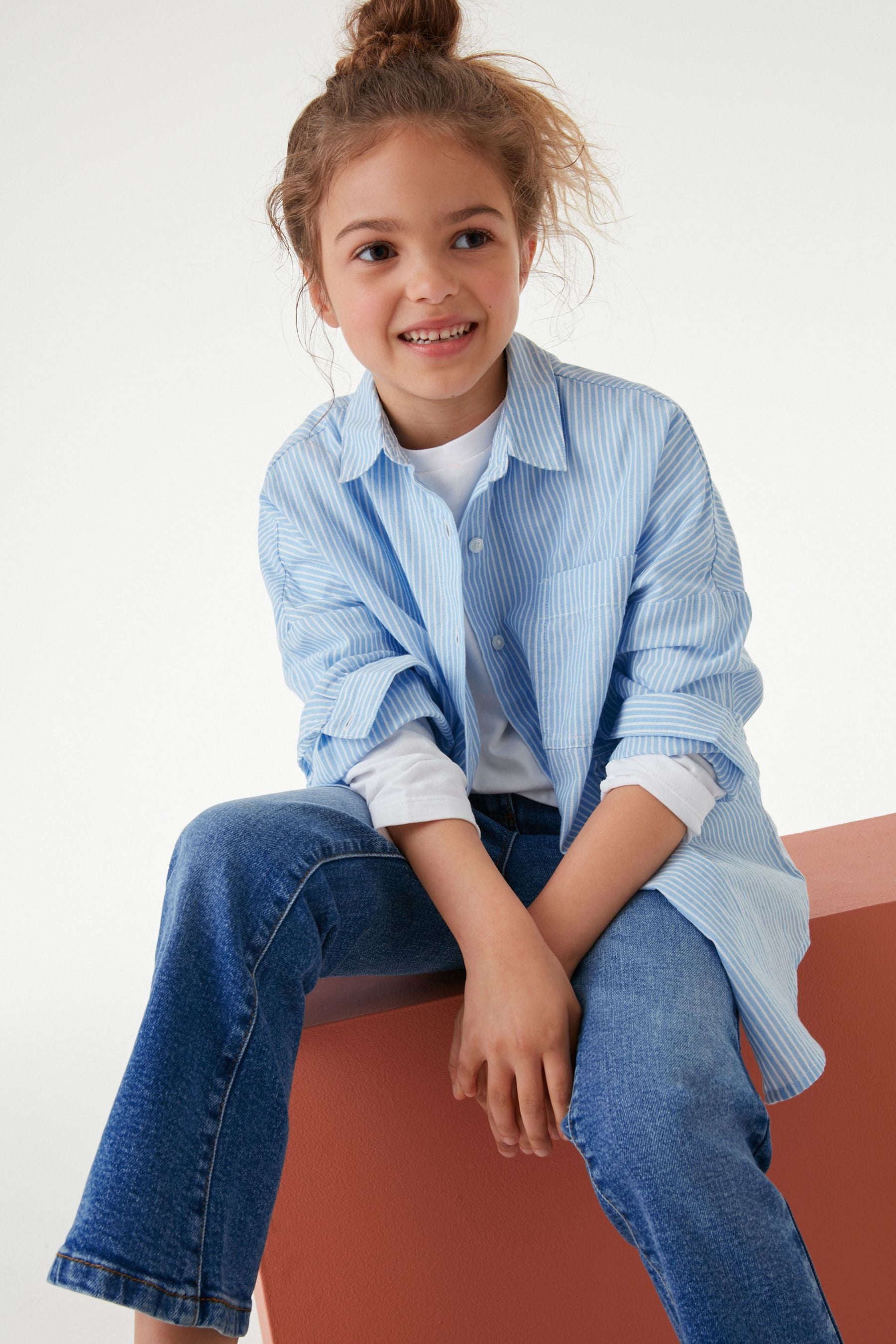 Blue Stripe Oversized Shirt (3-16yrs)