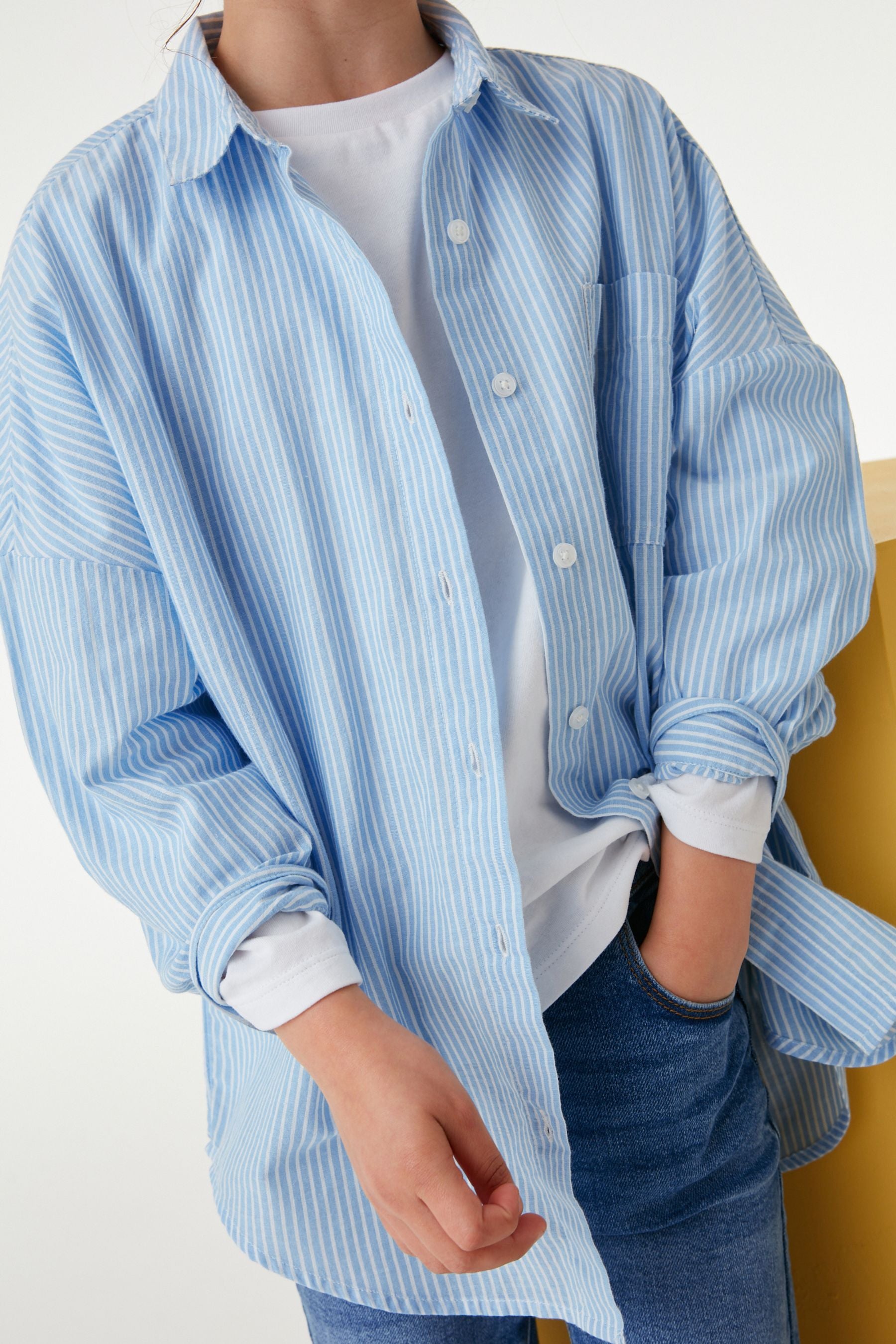 Blue Stripe Oversized Shirt (3-16yrs)