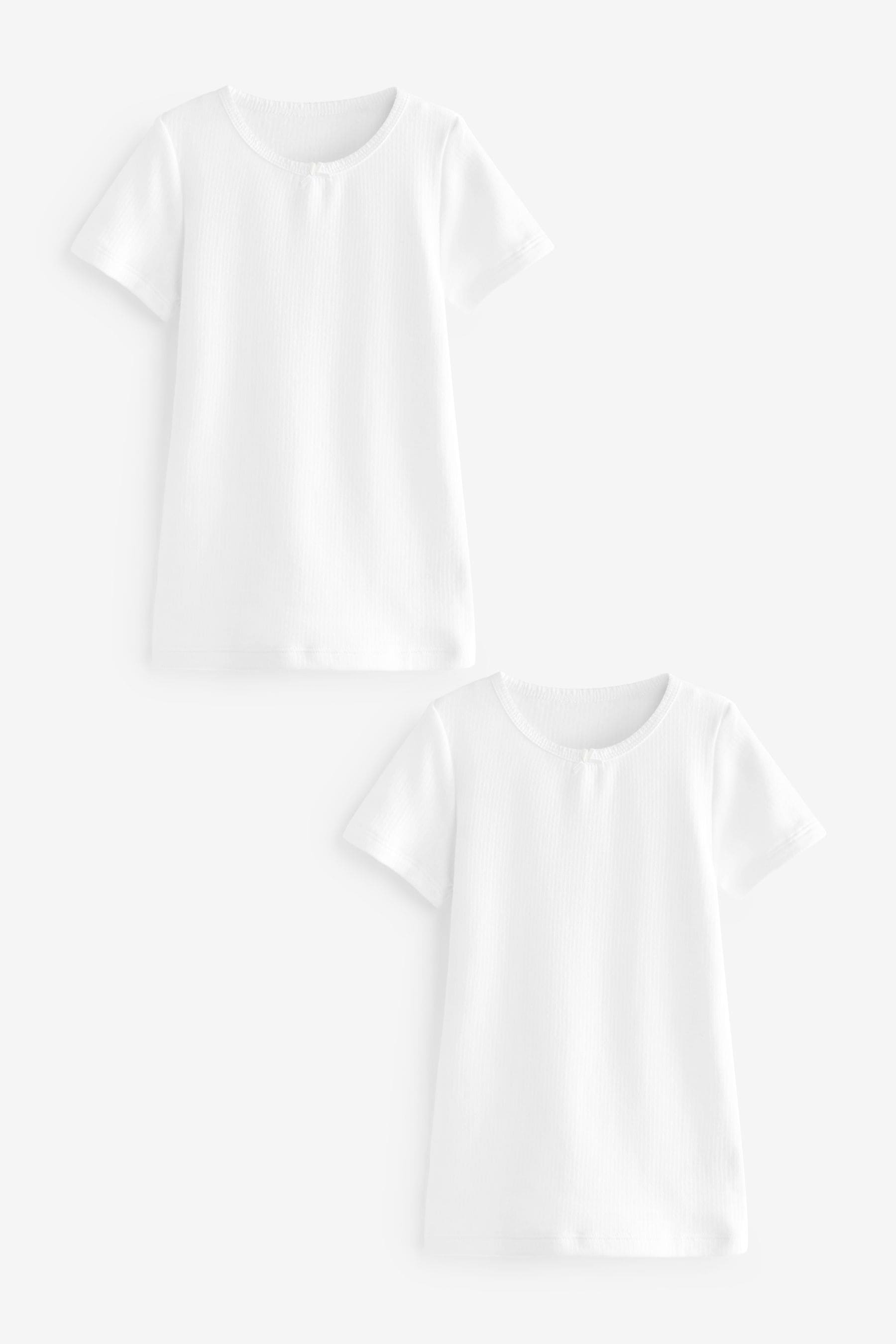 White Thermal 2 Pack Bow Trim T-Shirts (2-16yrs)