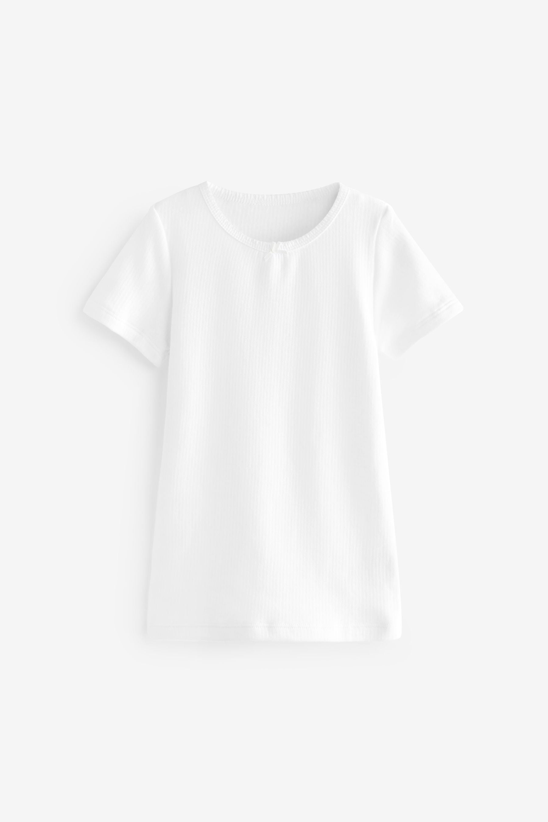 White Thermal 2 Pack Bow Trim T-Shirts (2-16yrs)