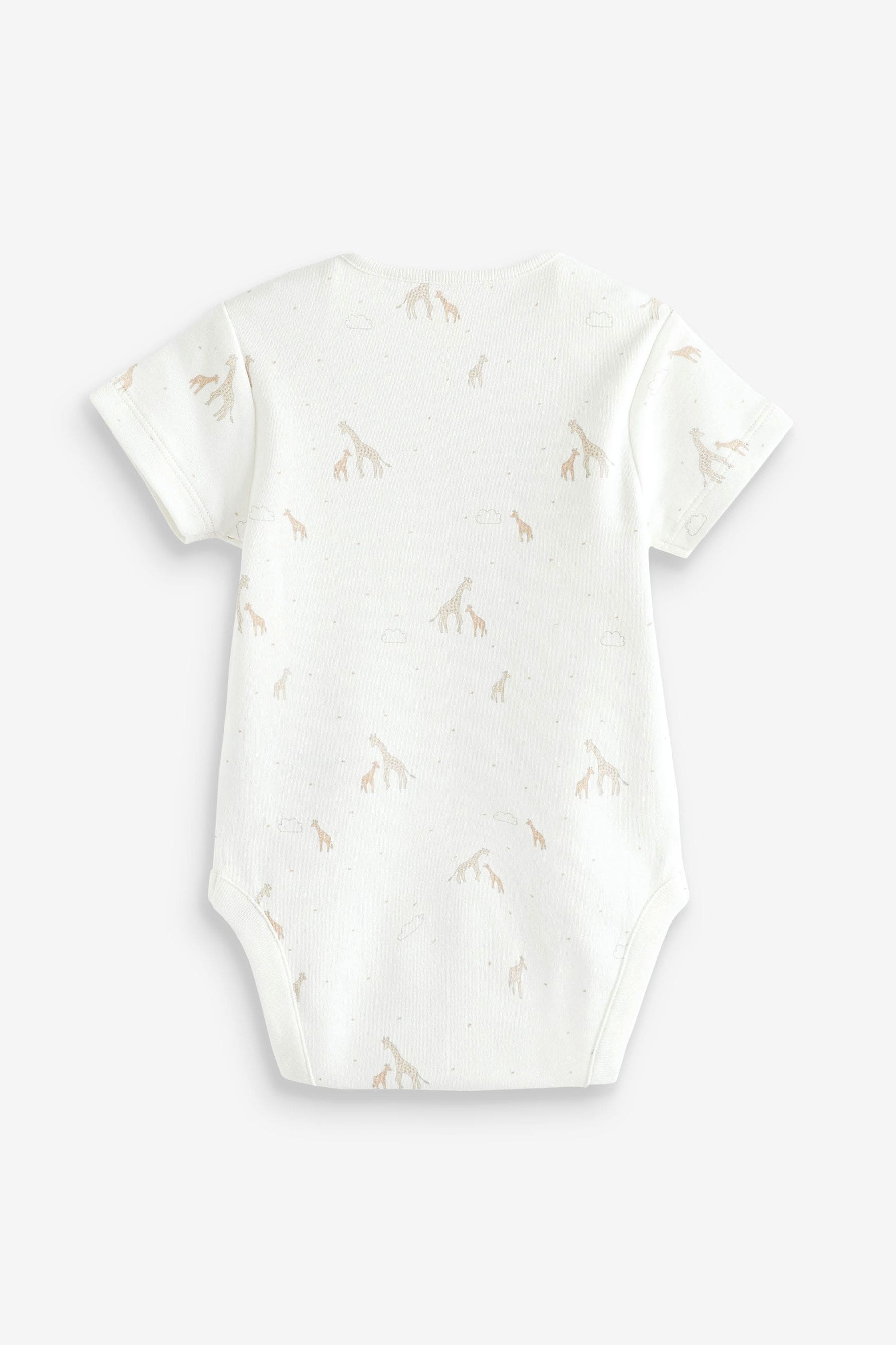 Delicate White Animal 4 Pack Baby Printed Short Sleeve Bodysuits