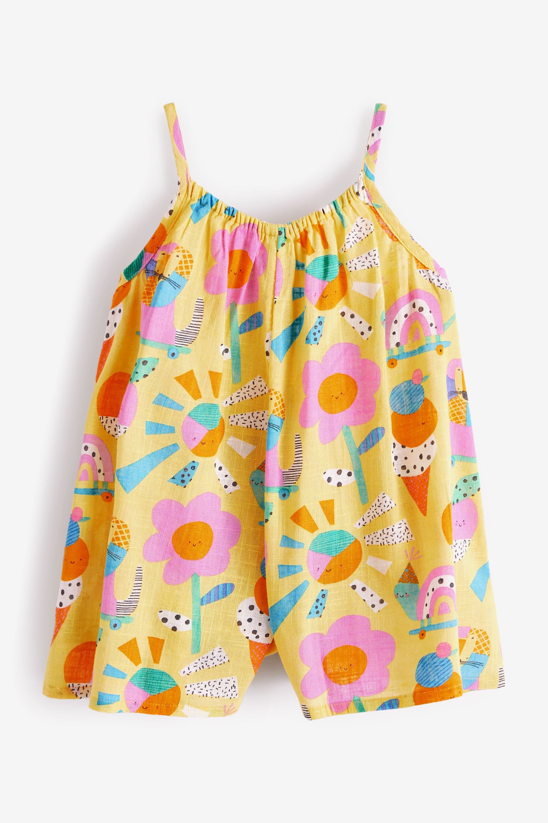 Yellow Ice Cream Printed Playsuit (3mths-8yrs)