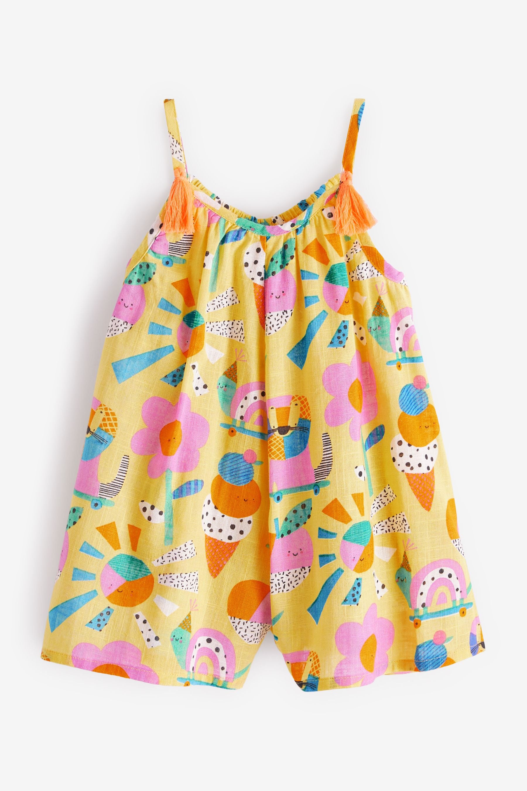 Yellow Ice Cream Printed Playsuit (3mths-8yrs)