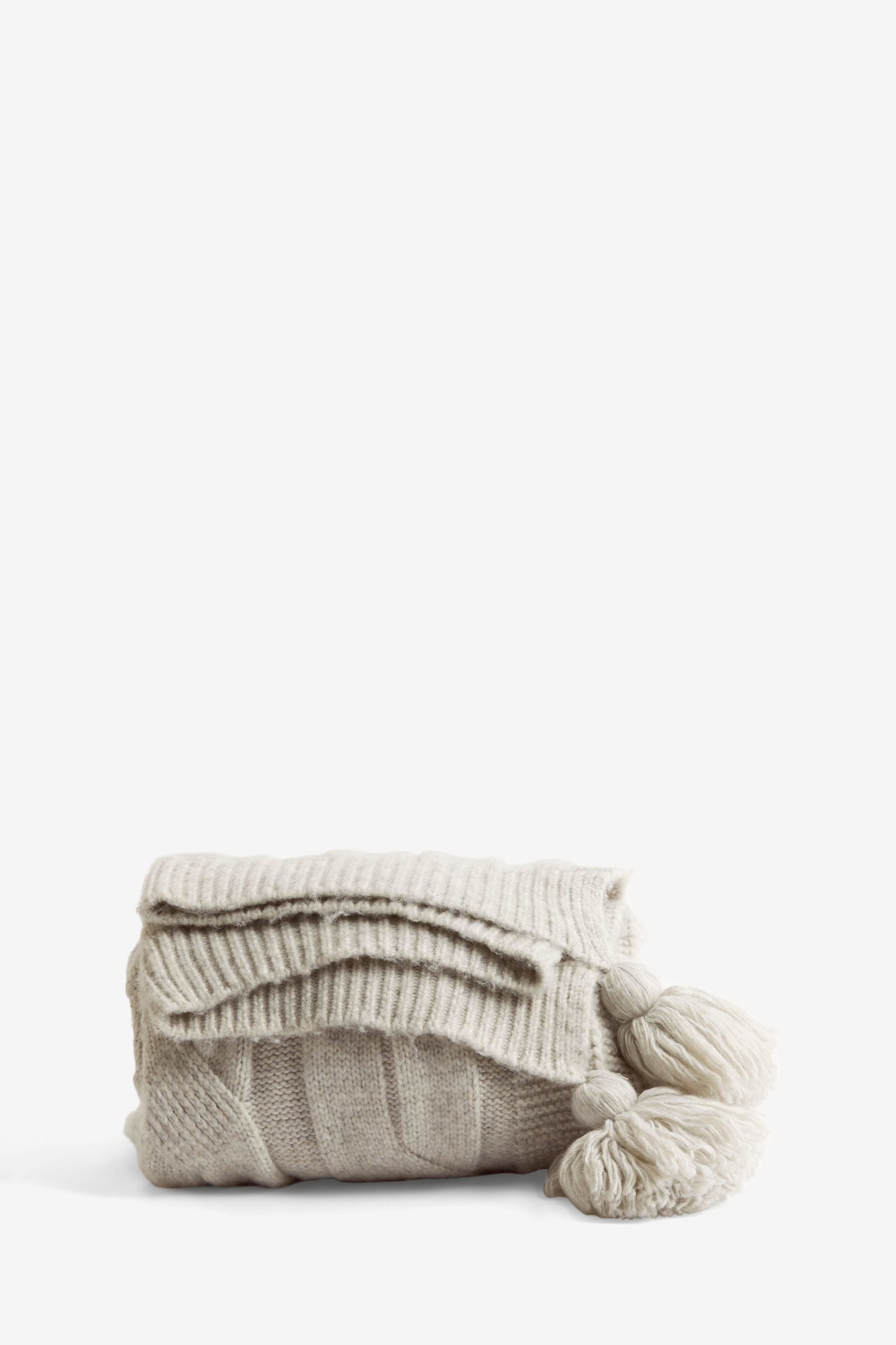 Light Grey Cosy Cable Knit Throw