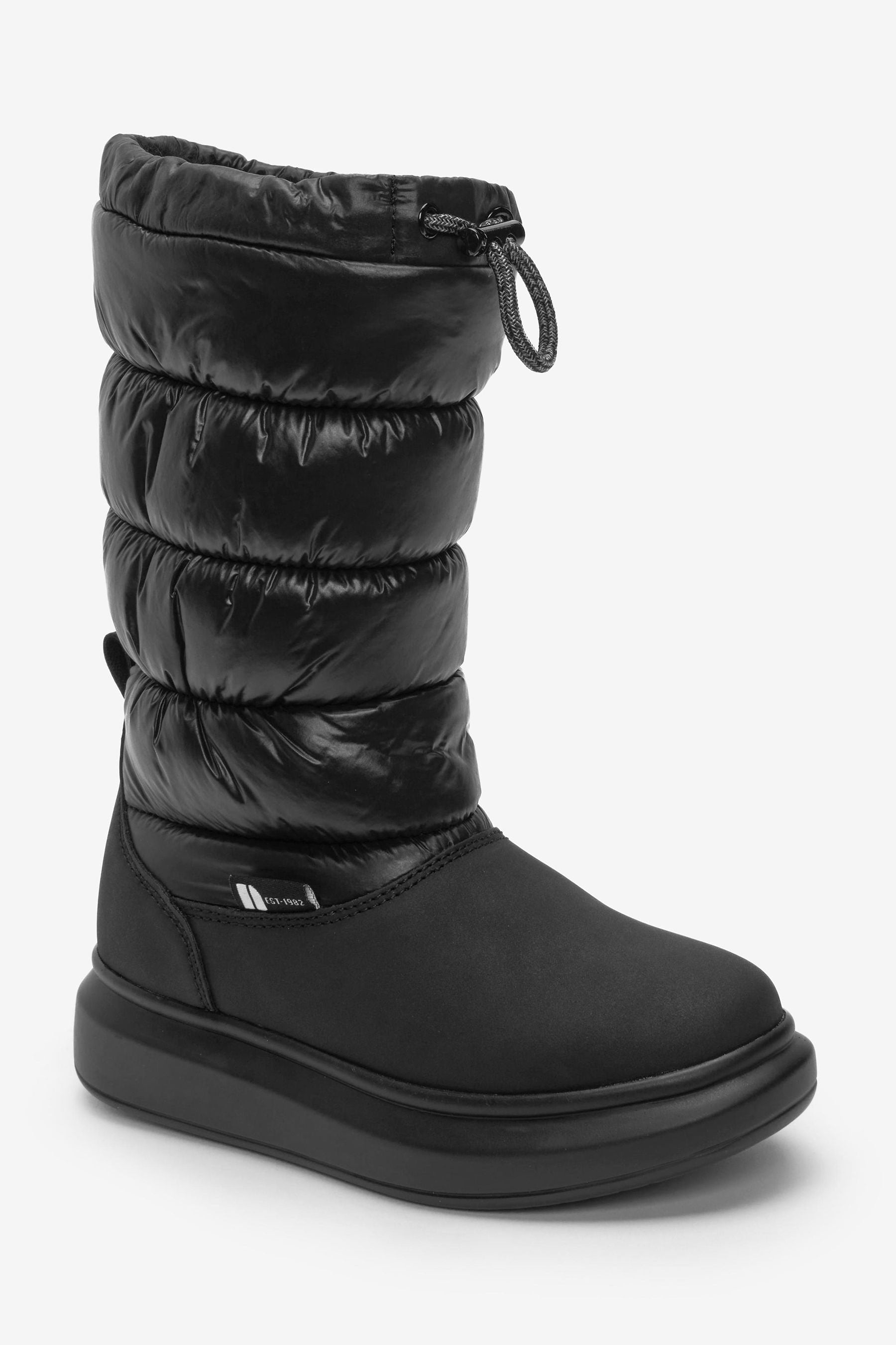 Black Water Repellent Thermal Thinsulate Lined Quilted Boots