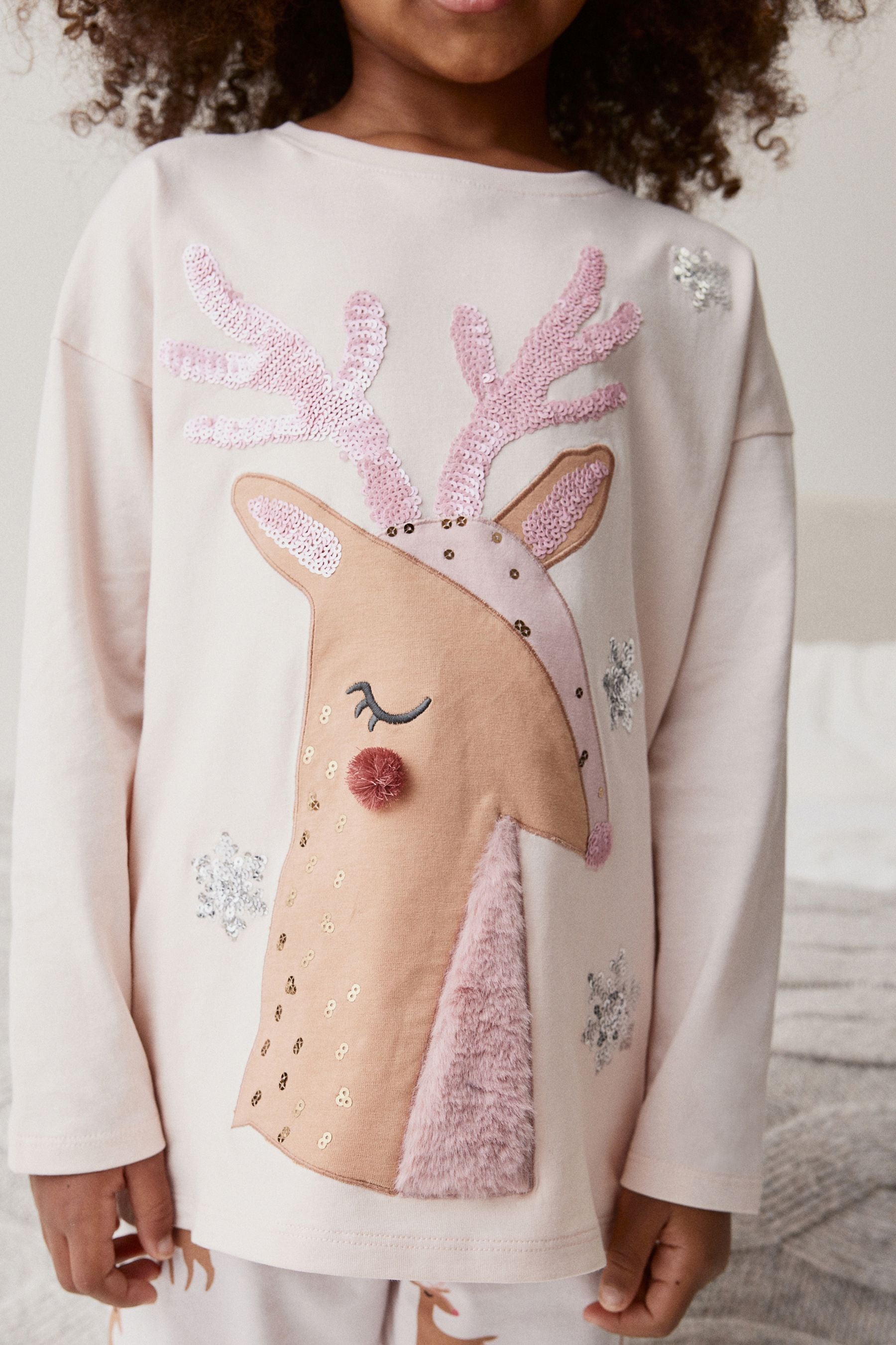 Pink Reindeer Christmas Pyjamas (3-16yrs)