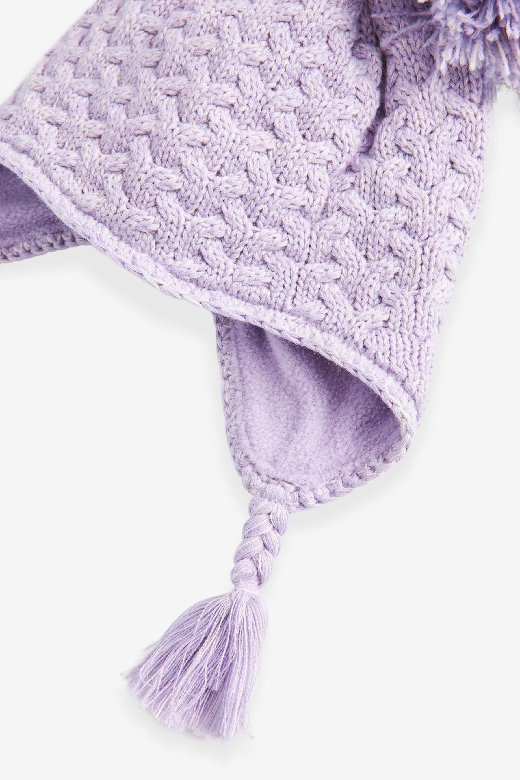 Lilac Purple Double Pom Baby Trapper Hat (0mths-2yrs)