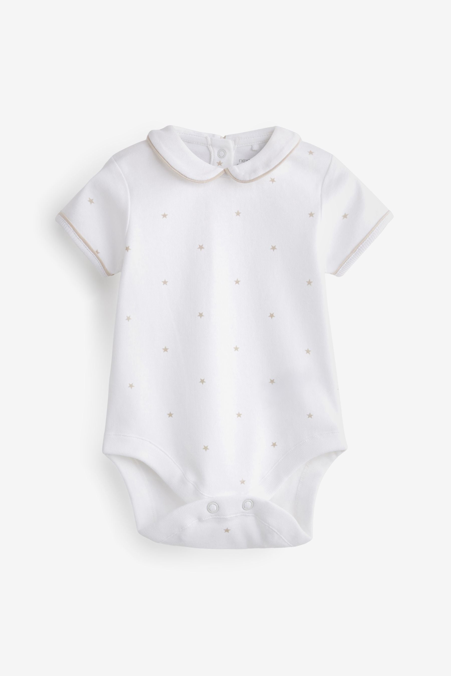 White Baby Collared Short Sleeve Bodysuits 3 Pack