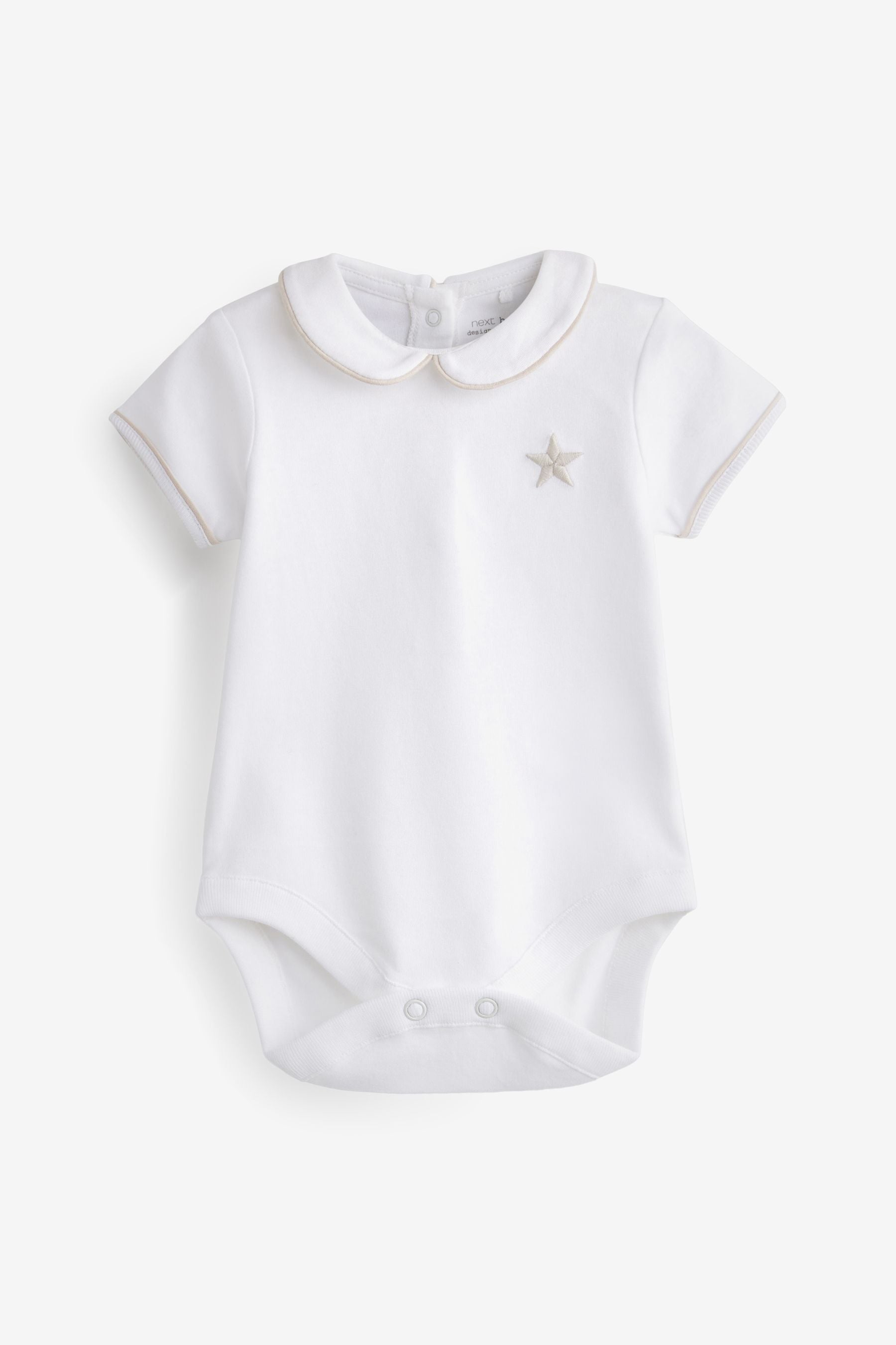 White Baby Collared Short Sleeve Bodysuits 3 Pack