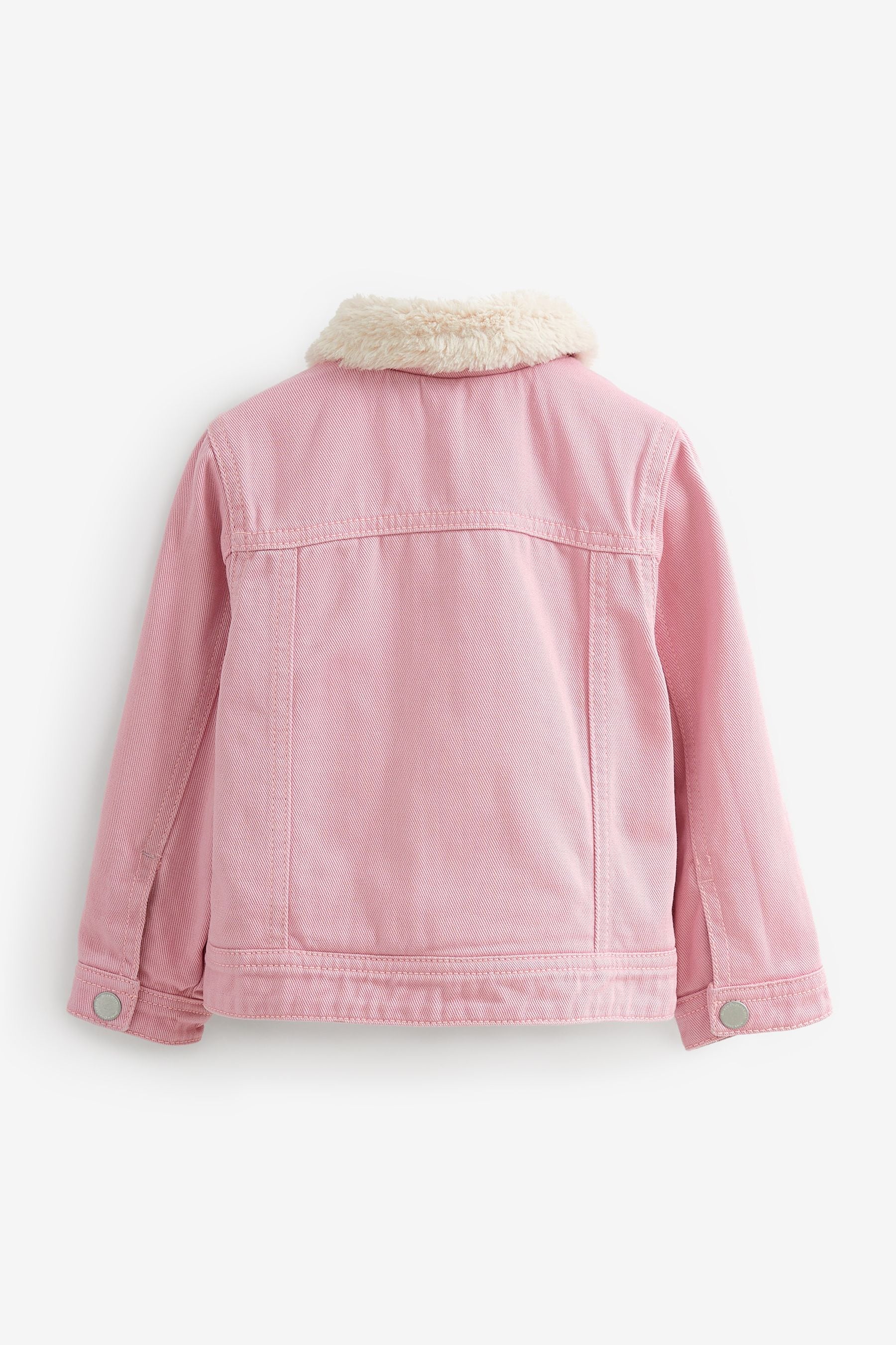 Pink Faux Fur Collar Lined Denim Jacket (12mths-7yrs)