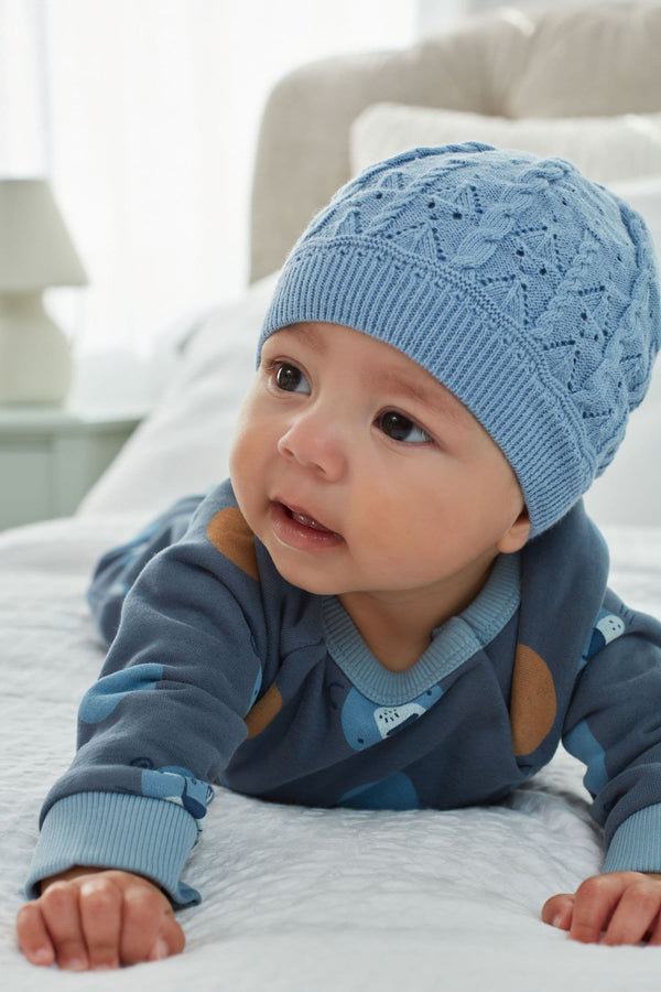 Blue Knitted Baby Hat (0mths-2yrs)