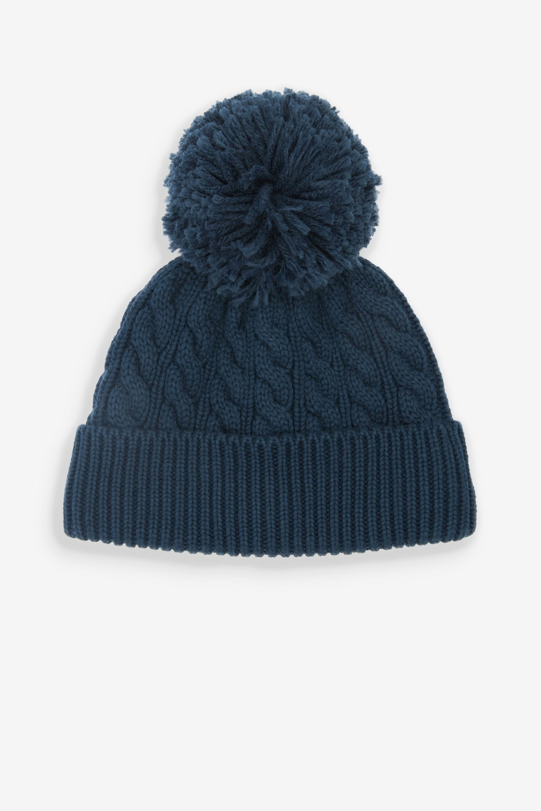 Navy Blue Baby Knitted Pom Hat (0mths-2yrs)