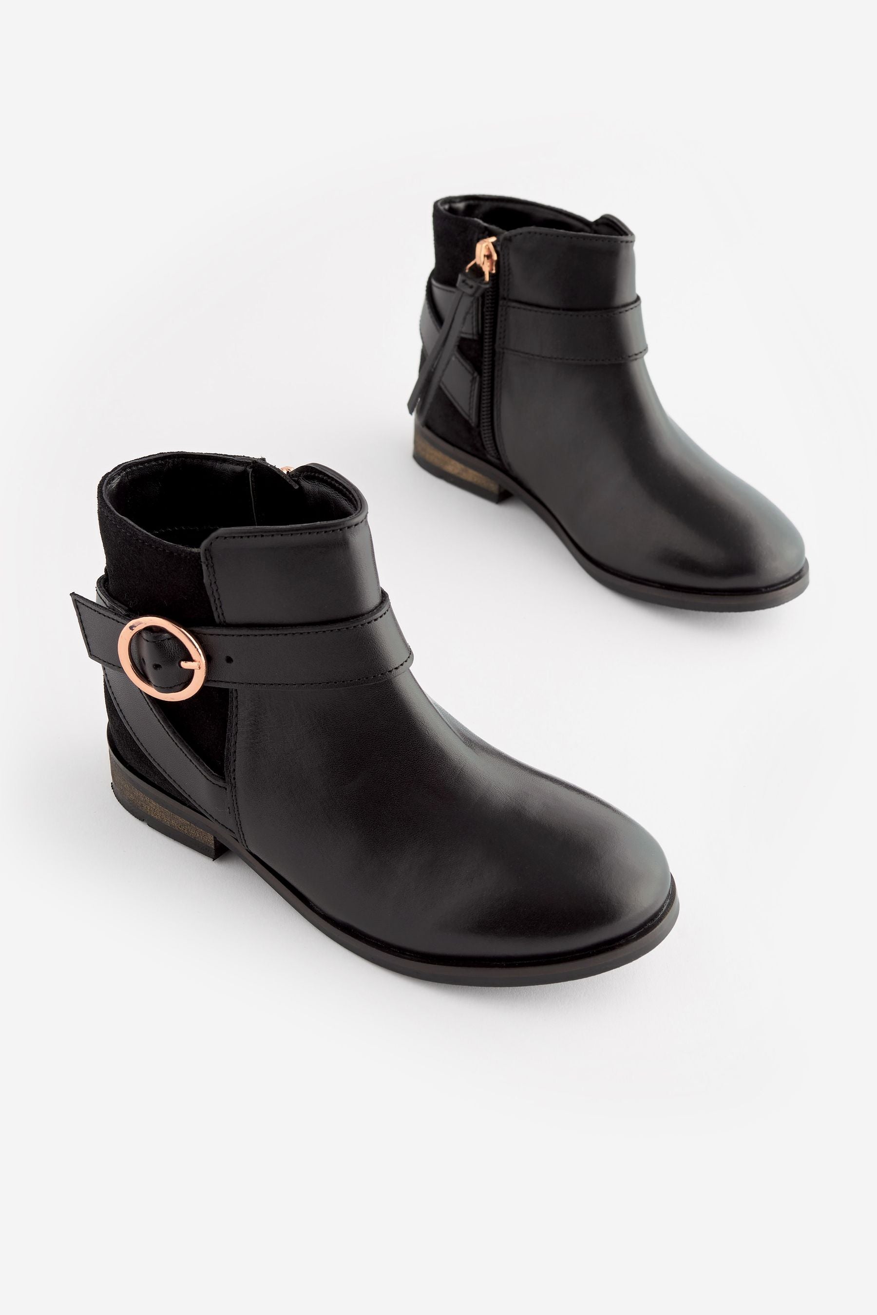 Black Leather Ankle Boots