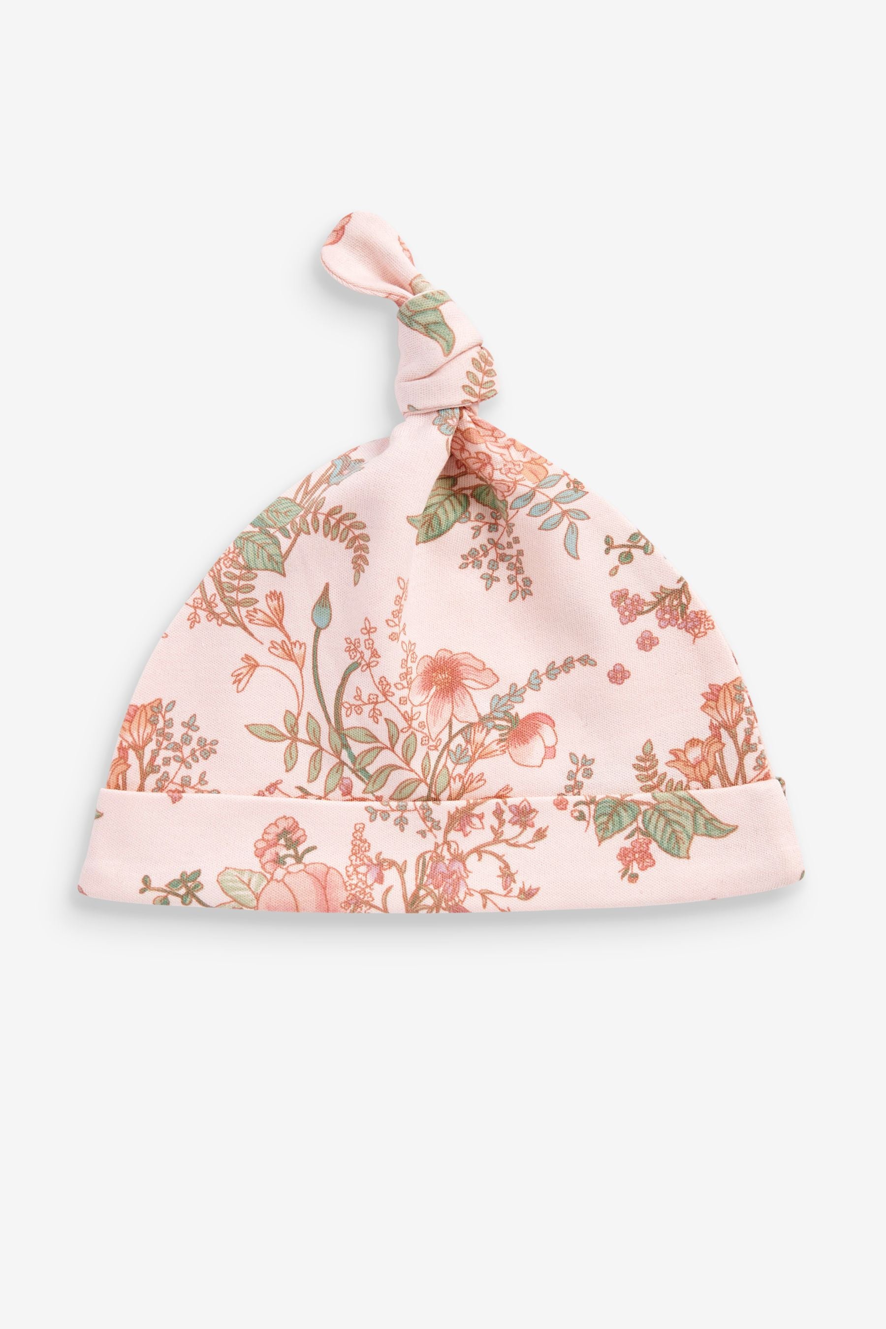 Pink/White Floral Baby Tie Top Hat 3 Packs (0-18mths)