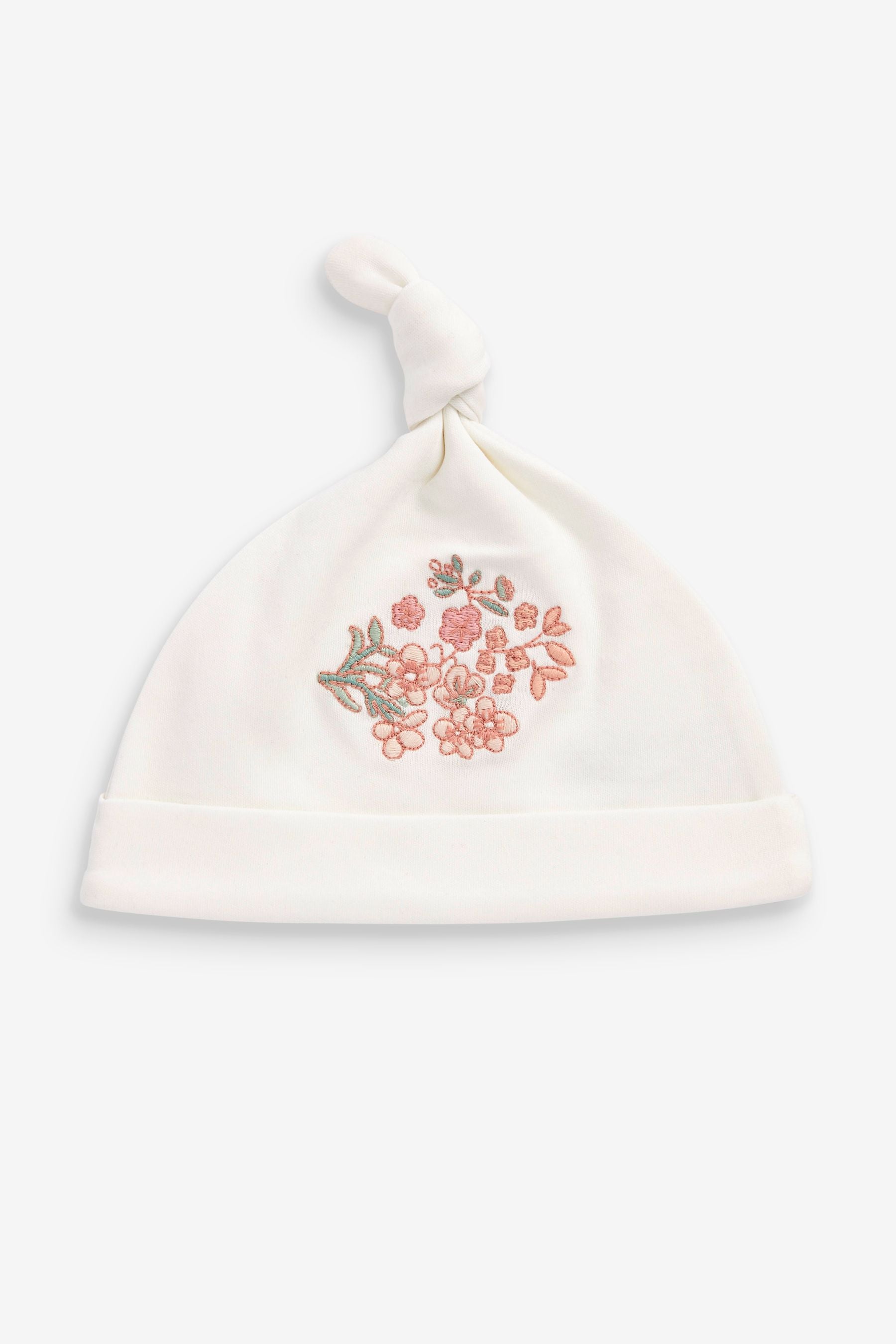 Pink/White Floral Baby Tie Top Hat 3 Packs (0-18mths)