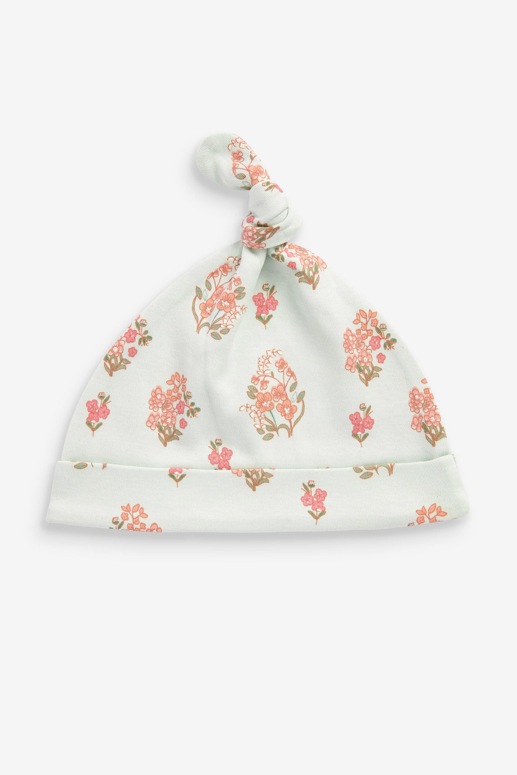 Pink/White Floral Baby Tie Top Hat 3 Packs (0-18mths)