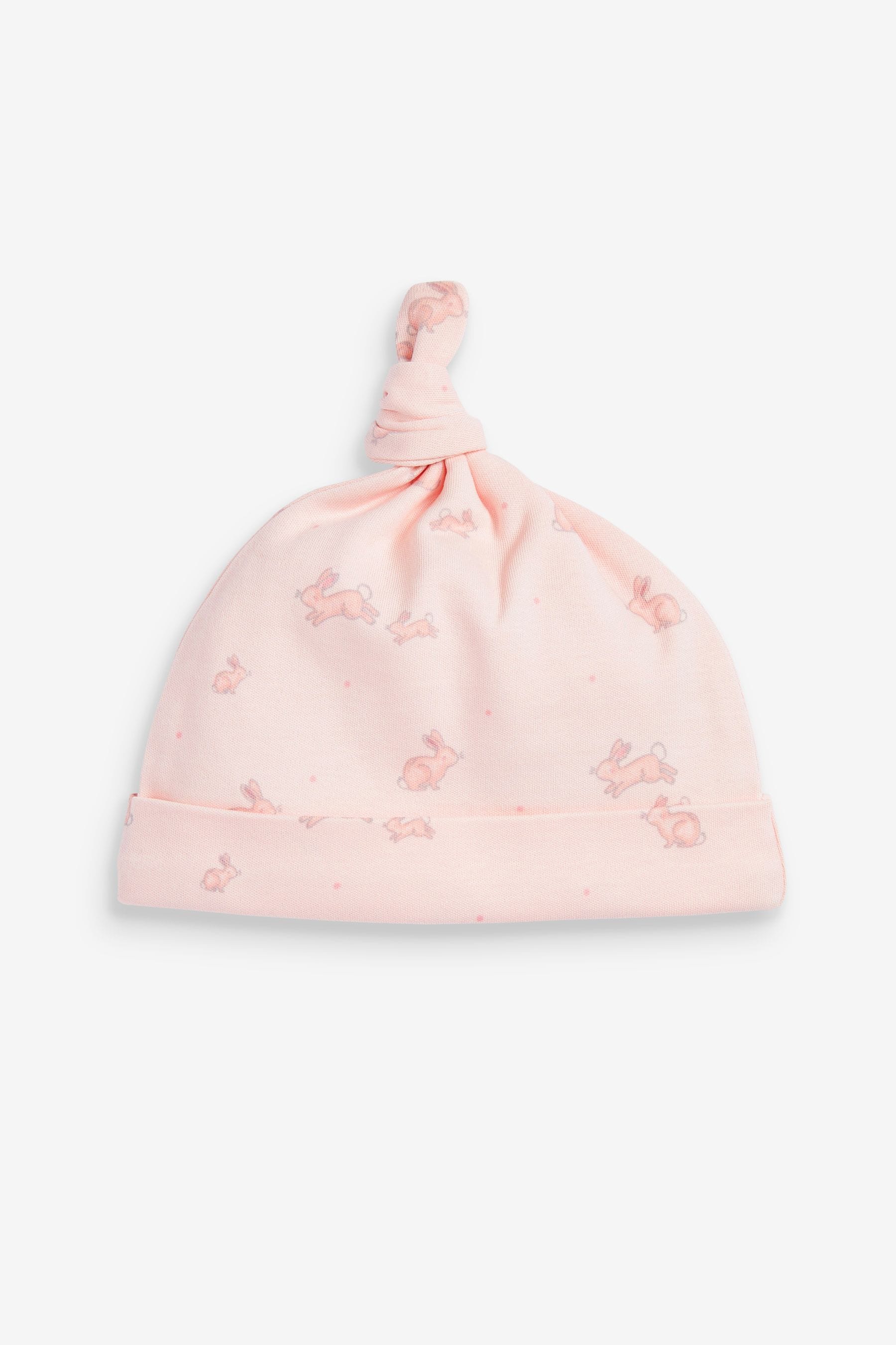 Pale Pink Floral Baby Tie Top Hat 3 Packs (0-18mths)