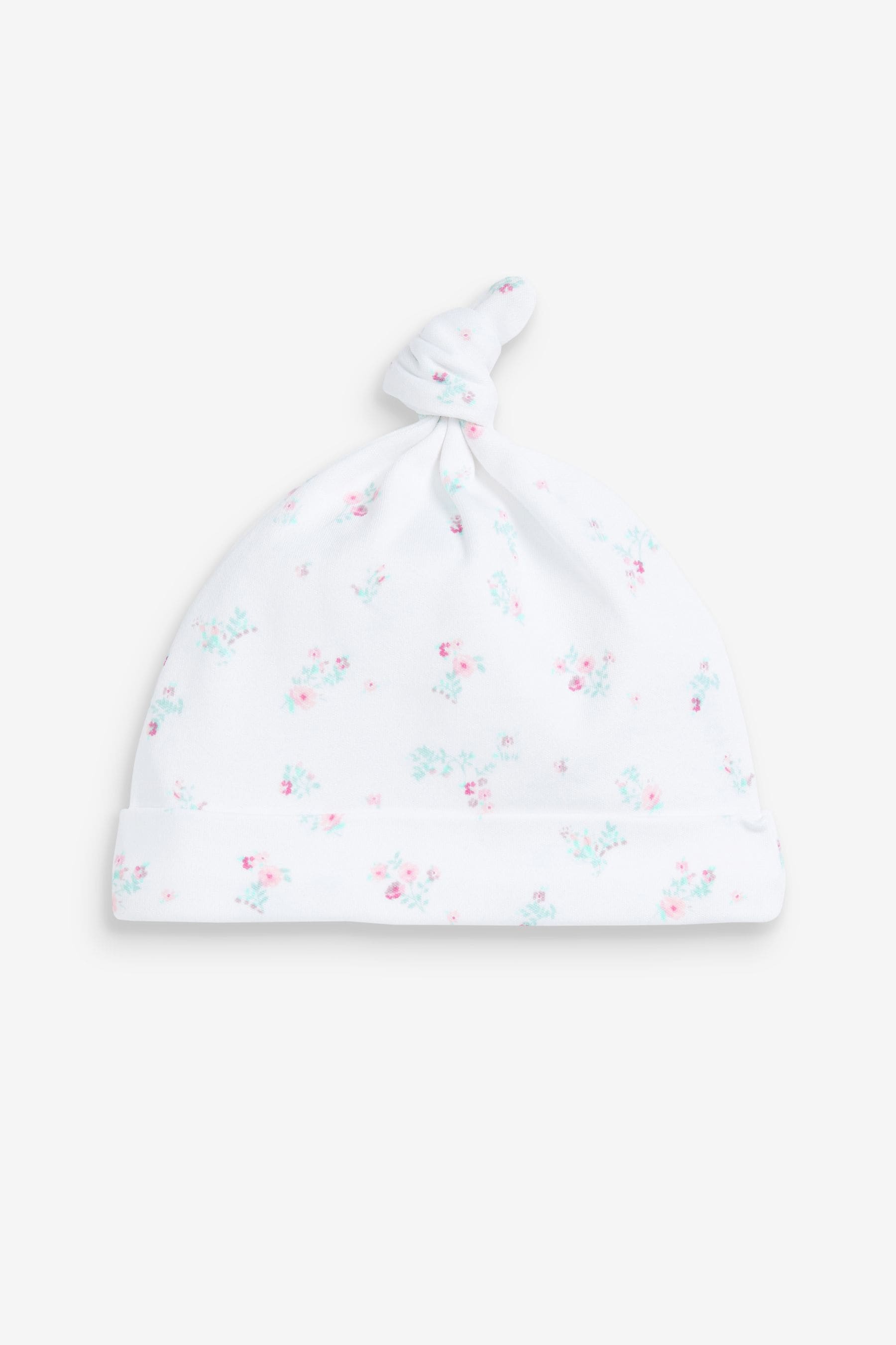 Pale Pink Floral Baby Tie Top Hat 3 Packs (0-18mths)