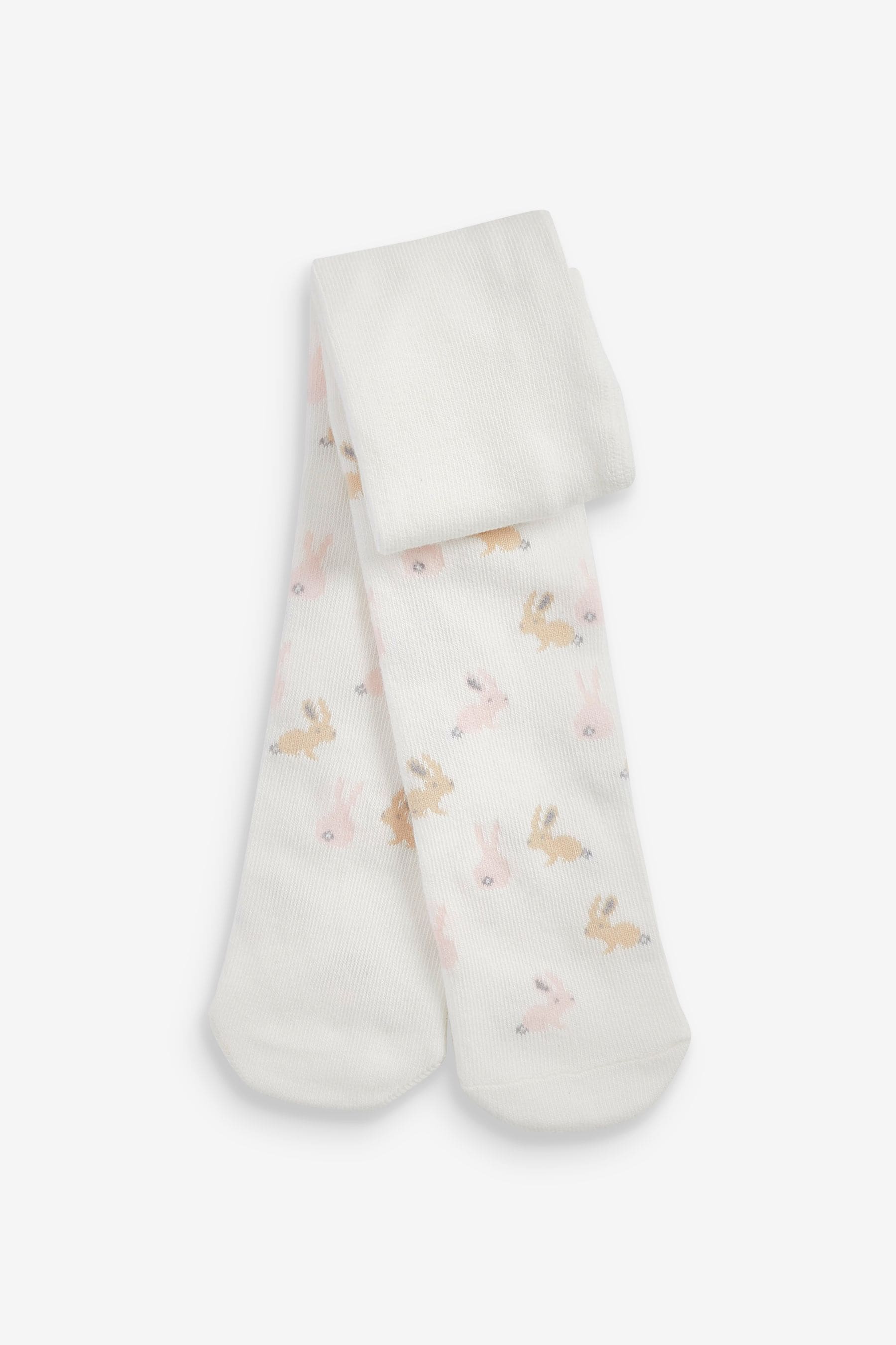 Pink/Cream Bunny 2 Pack Baby Tights (0mths-2yrs)