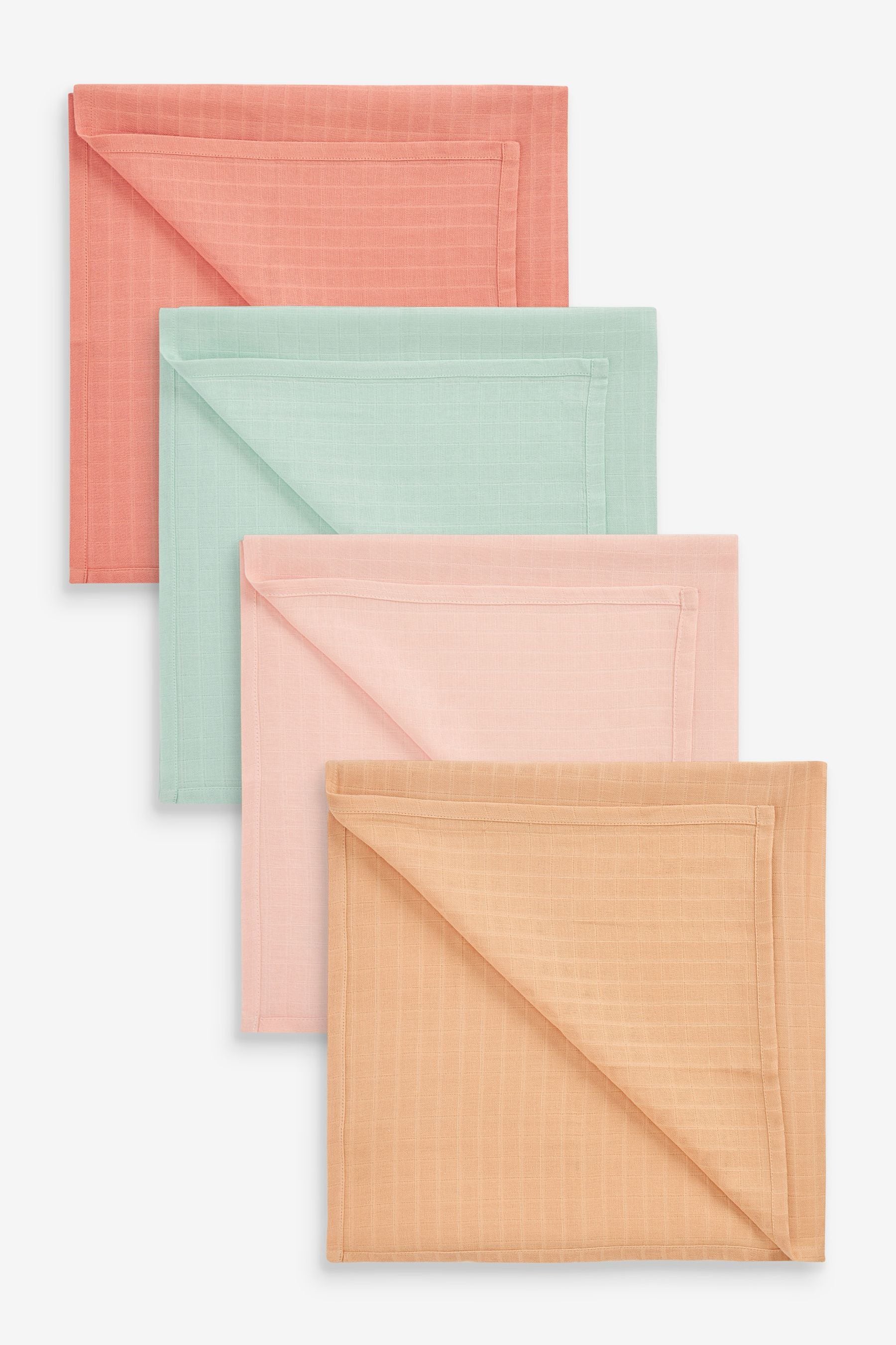 Pastel Pink and Green 4 Pack Baby Muslin Cloths