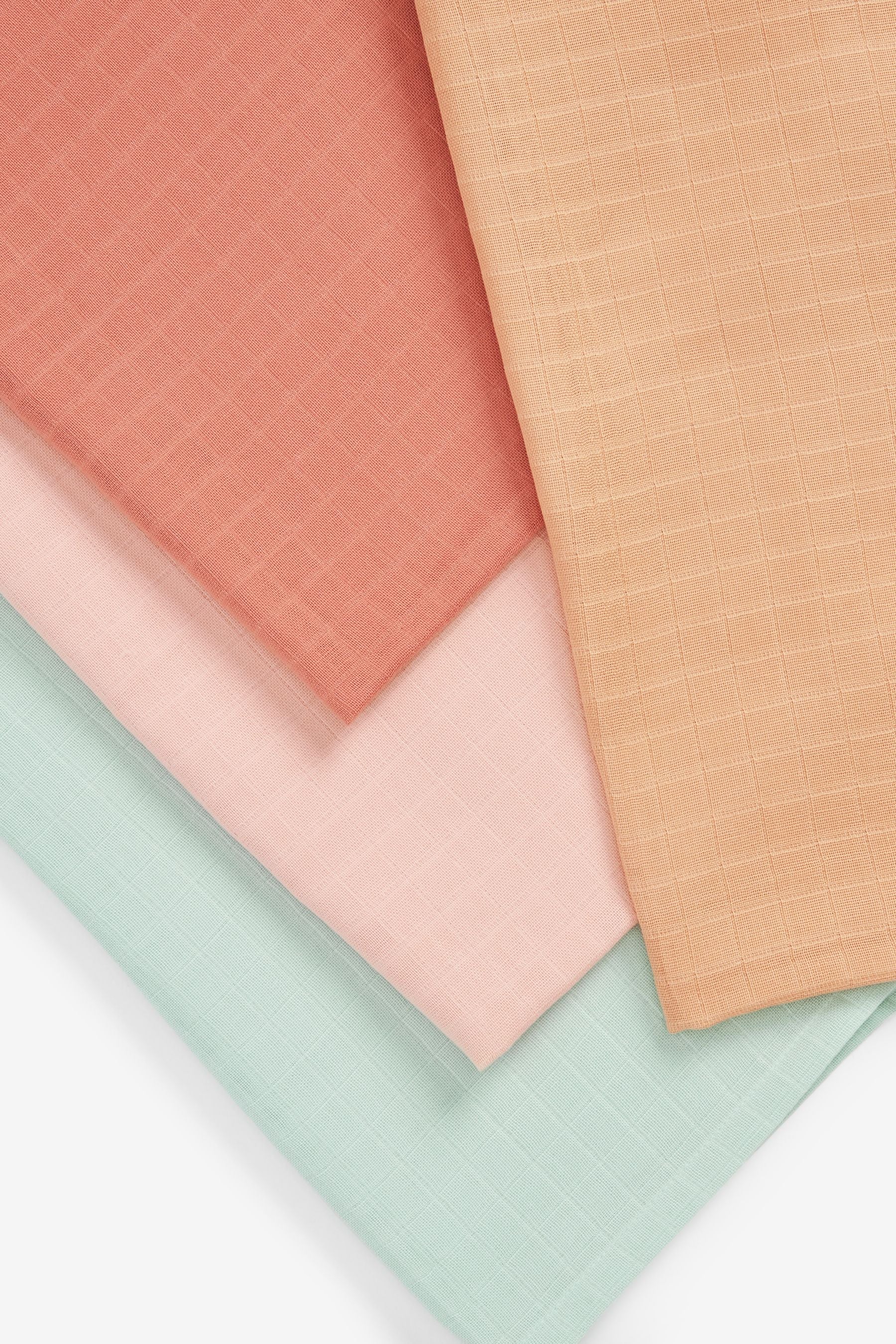 Pastel Pink and Green 4 Pack Baby Muslin Cloths