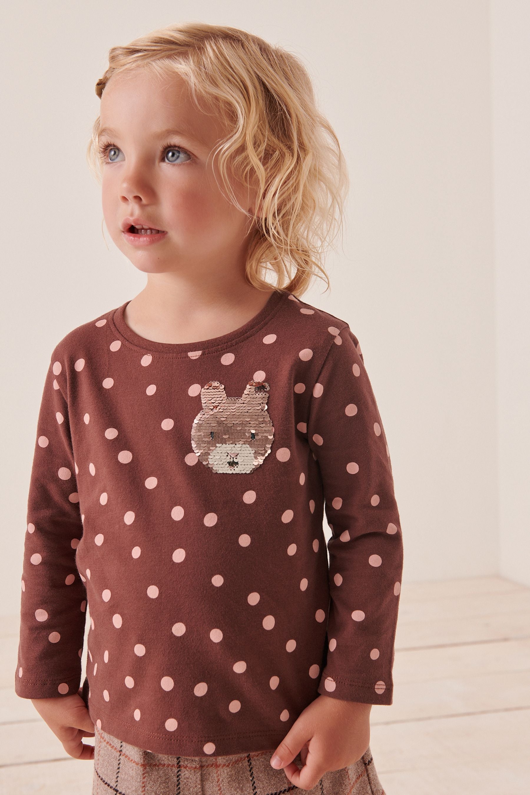 Brown Bunny Sequin Long Sleeve T-Shirt (3mths-7yrs)