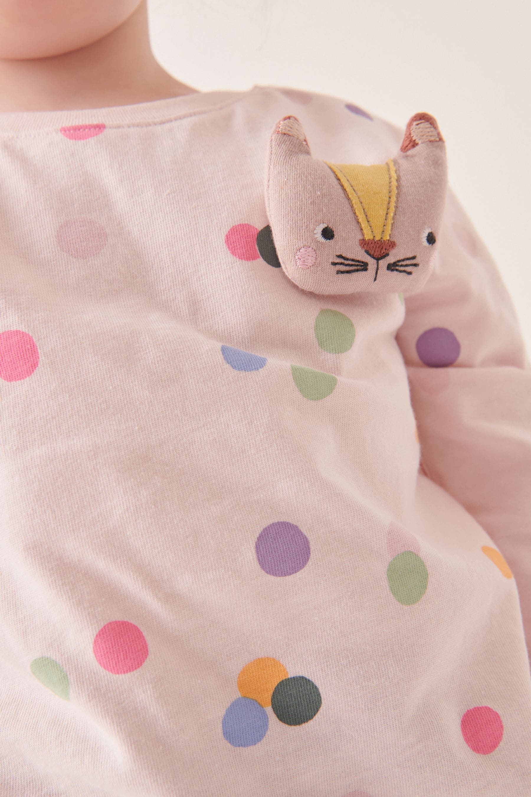 Polka Dot Cat Long Sleeve Character T-Shirt (3mths-7yrs)