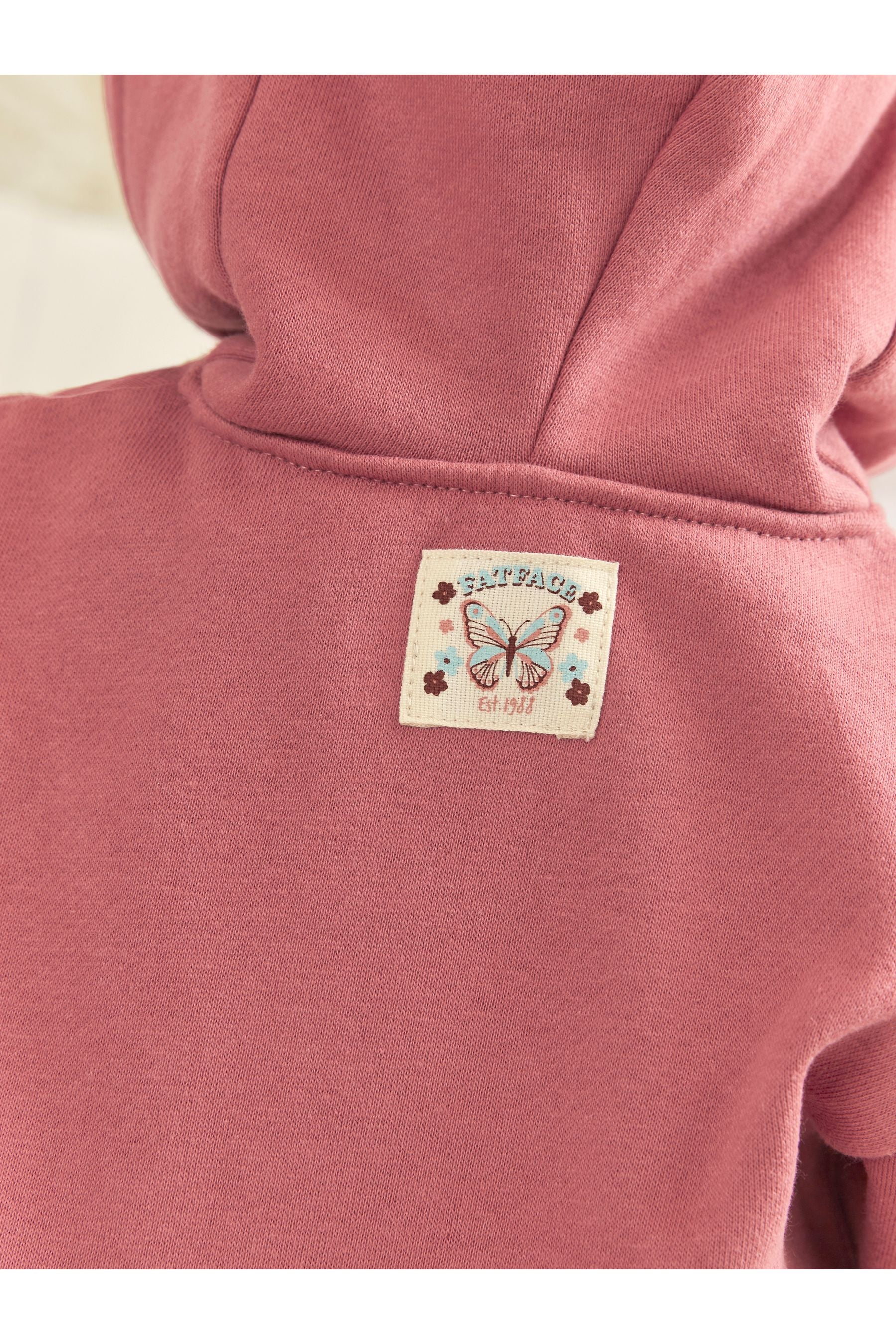 Pink FatFace Baby Crew Pink Bunny Zip Through Sweat Rompersuit