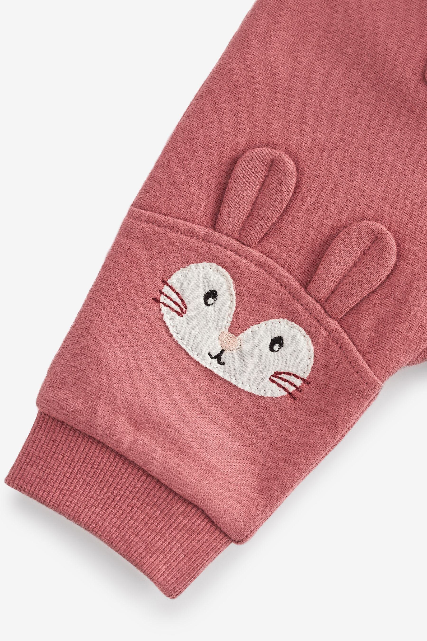 Pink FatFace Baby Crew Pink Bunny Zip Through Sweat Rompersuit