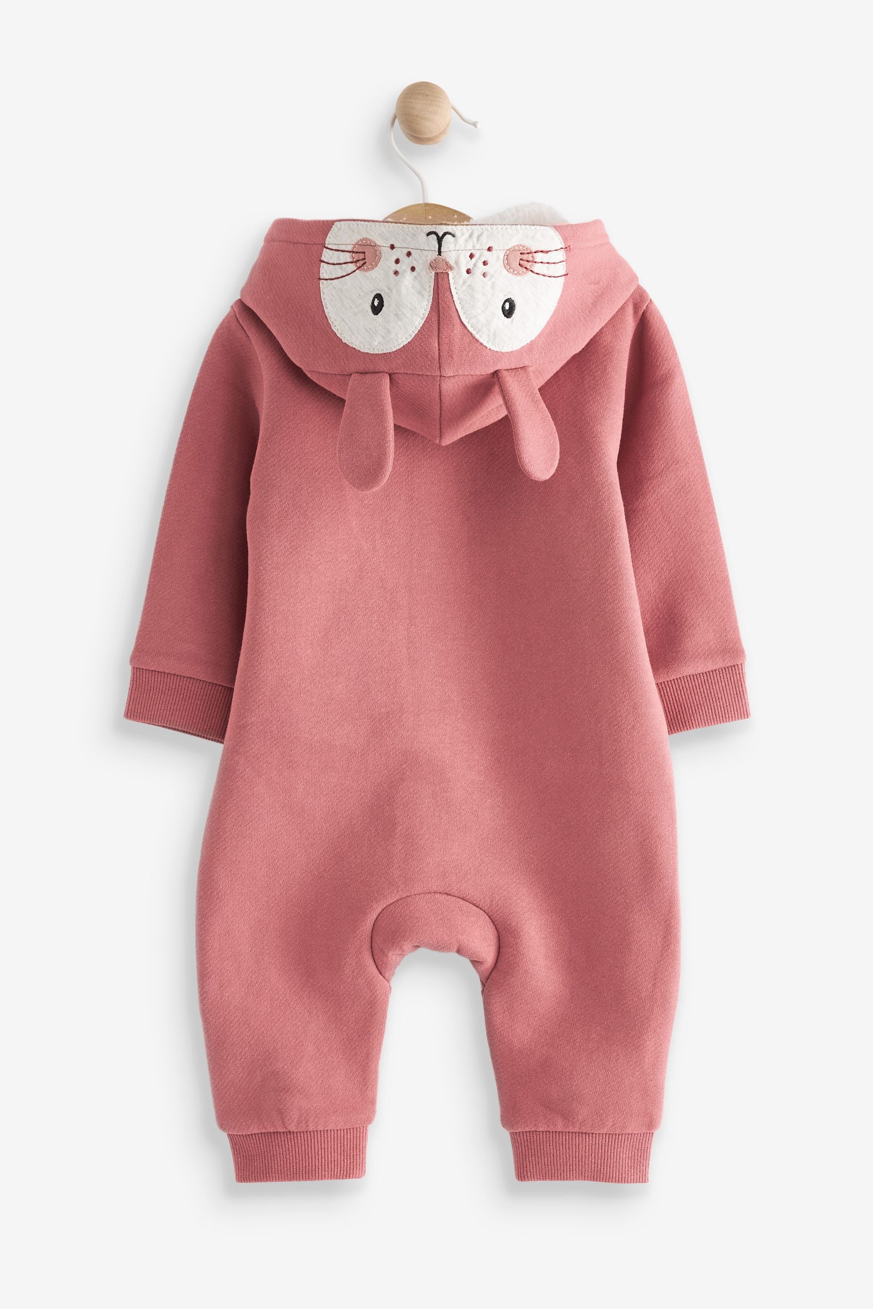 Pink FatFace Baby Crew Pink Bunny Zip Through Sweat Rompersuit