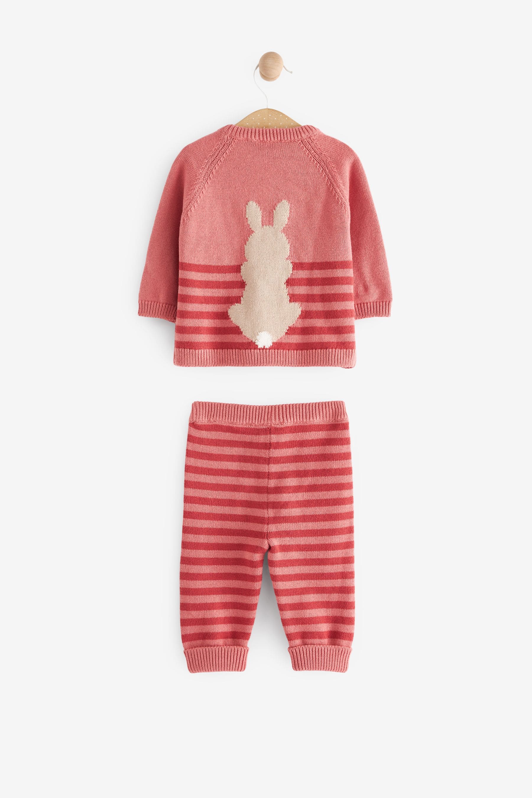 Pink FatFace Pink Knit Bunny Jumper And Leggings Set