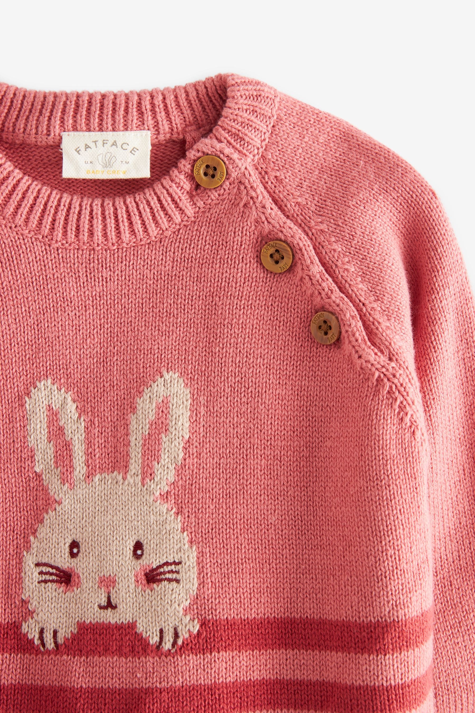 Pink FatFace Pink Knit Bunny Jumper And Leggings Set