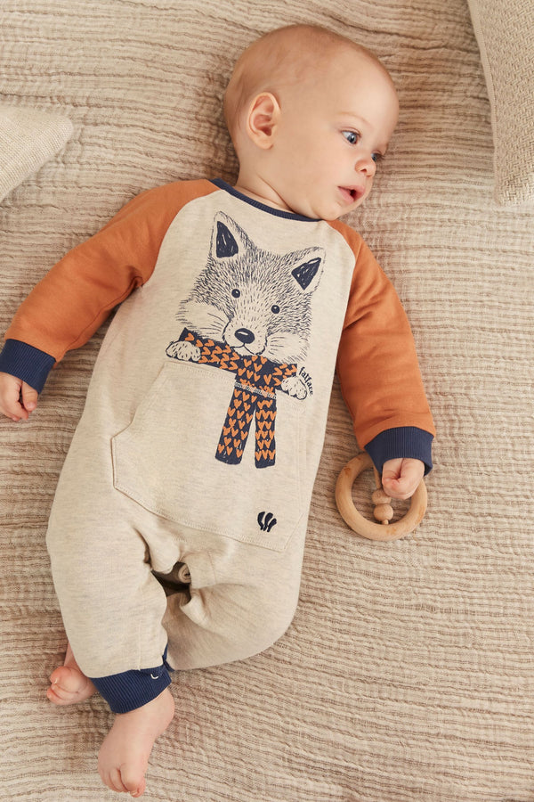 Natural FatFace Baby Crew Fox Pocket Romper