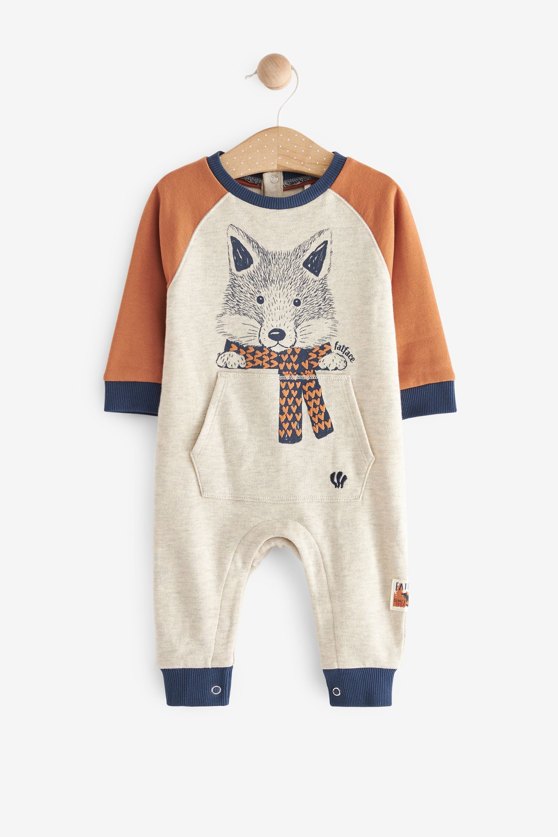 Natural FatFace Baby Crew Fox Pocket Romper