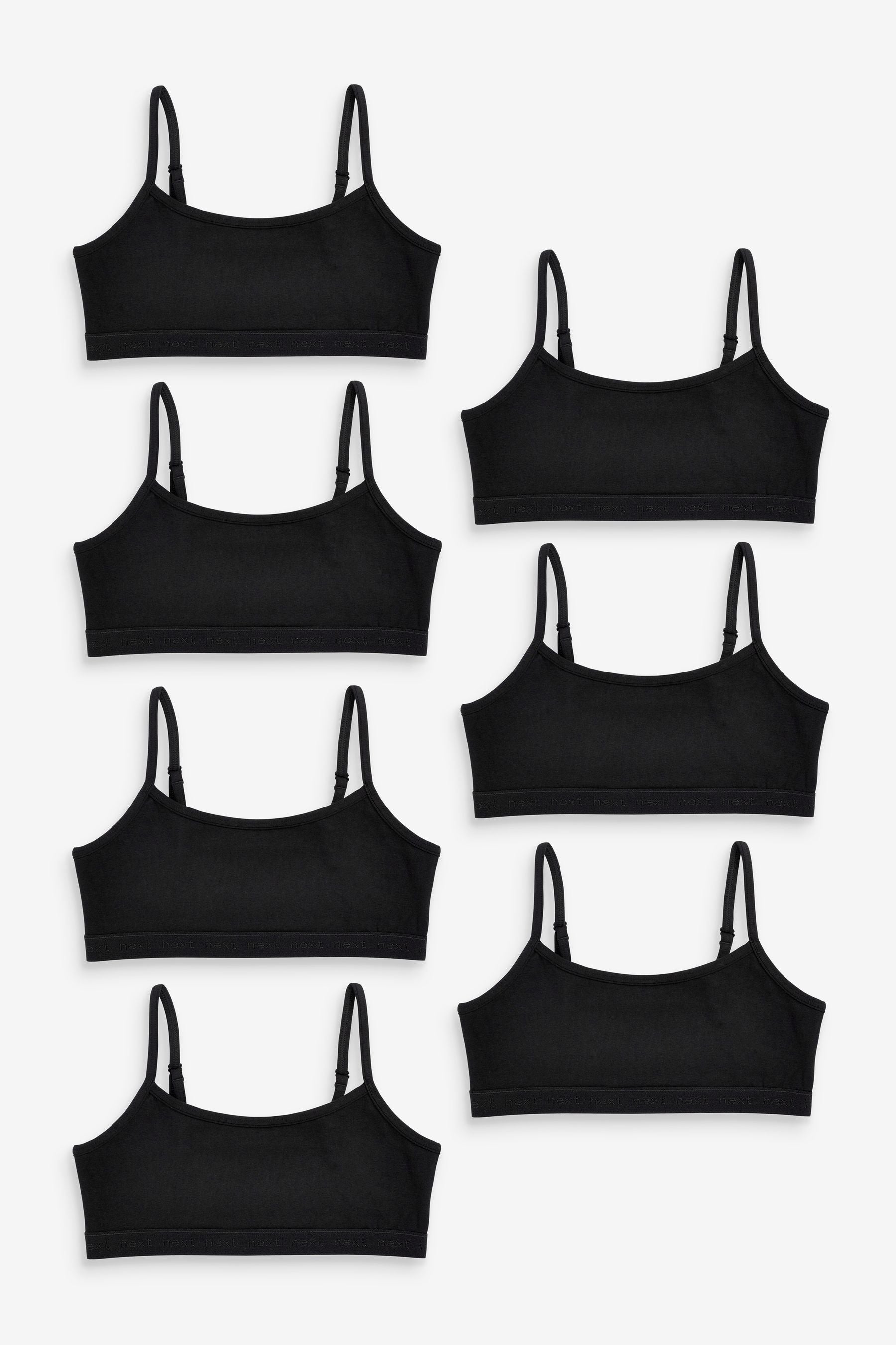 Black 7 Pack Strappy Crop Tops (5-16yrs)