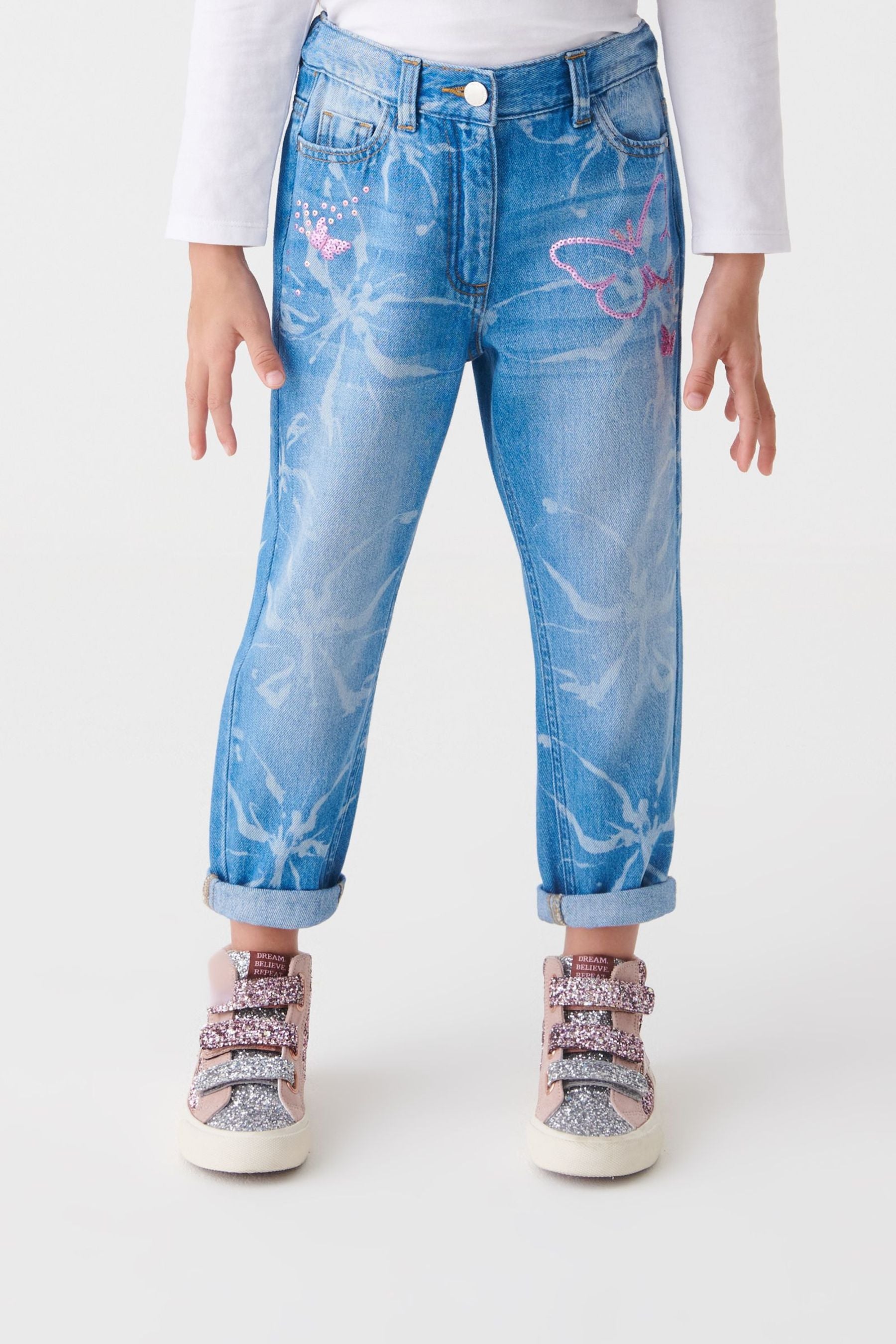 Butterfly Embellished Mom Jeans (3-16yrs)