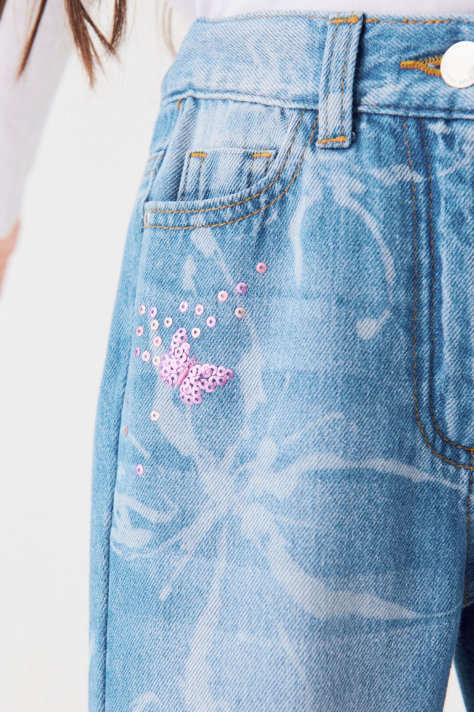 Butterfly Embellished Mom Jeans (3-16yrs)